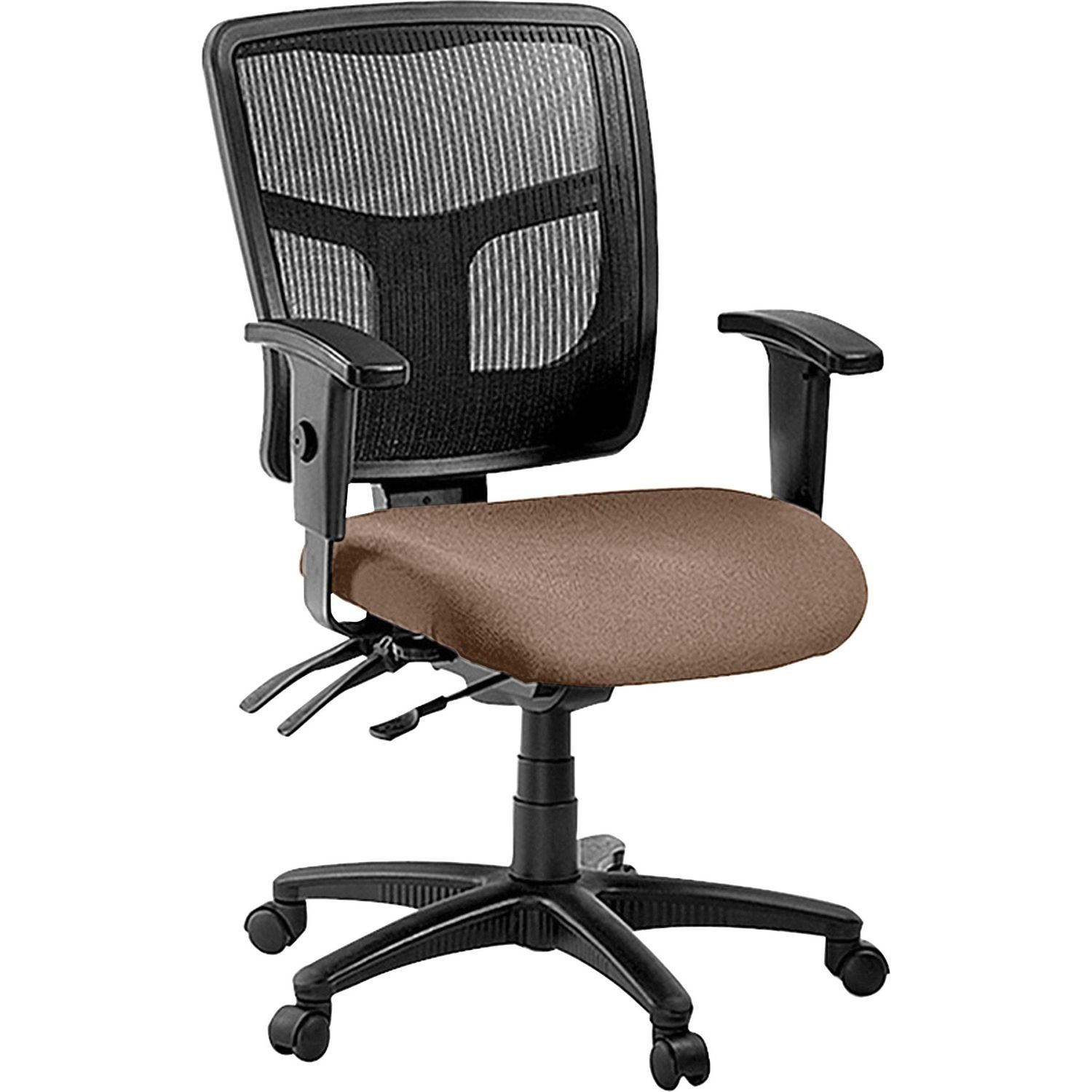 ErgoMesh Series Managerial Mid-Back Chair Malted Fabric Seat, Black Back, Black Frame, 5-star Base, 1 Each