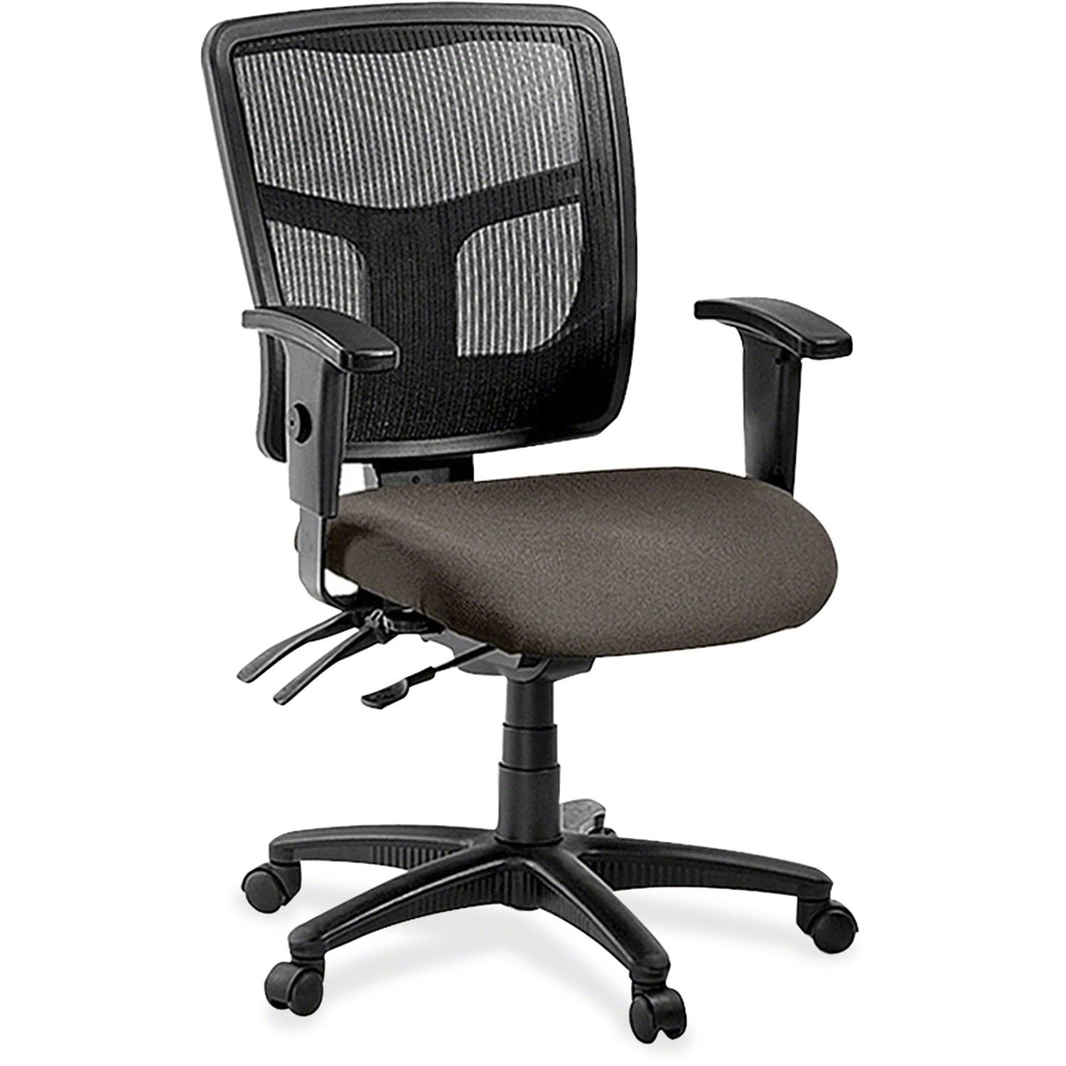 ErgoMesh Series Managerial Mid-Back Chair Abstract Carbon Fabric Seat, Black Back, Black Frame, 5-star Base, Black, 1 Each