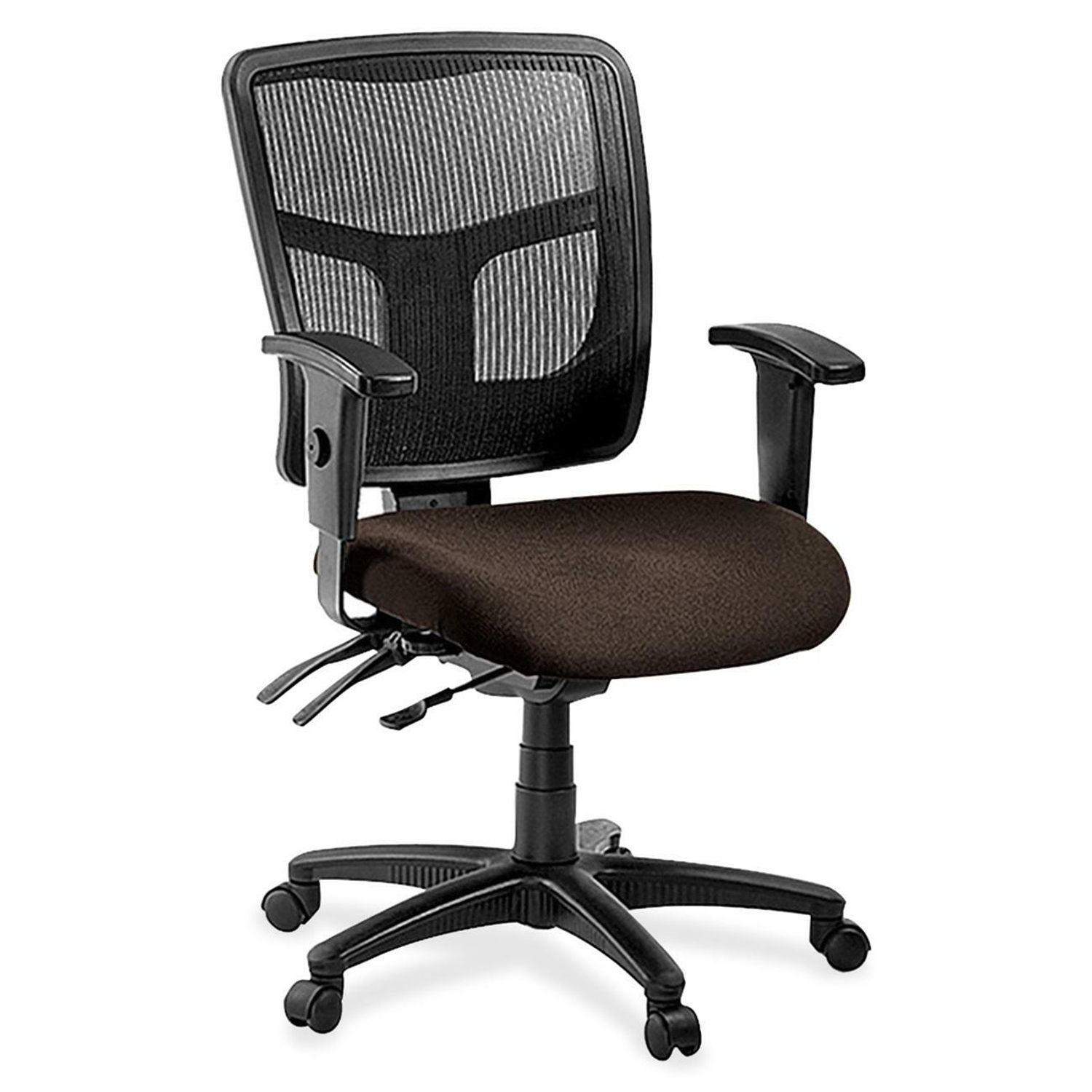 ErgoMesh Series Managerial Mid-Back Chair Forte Fudge Fabric Seat, Black Back, Black Frame, 5-star Base, Black, 1 Each