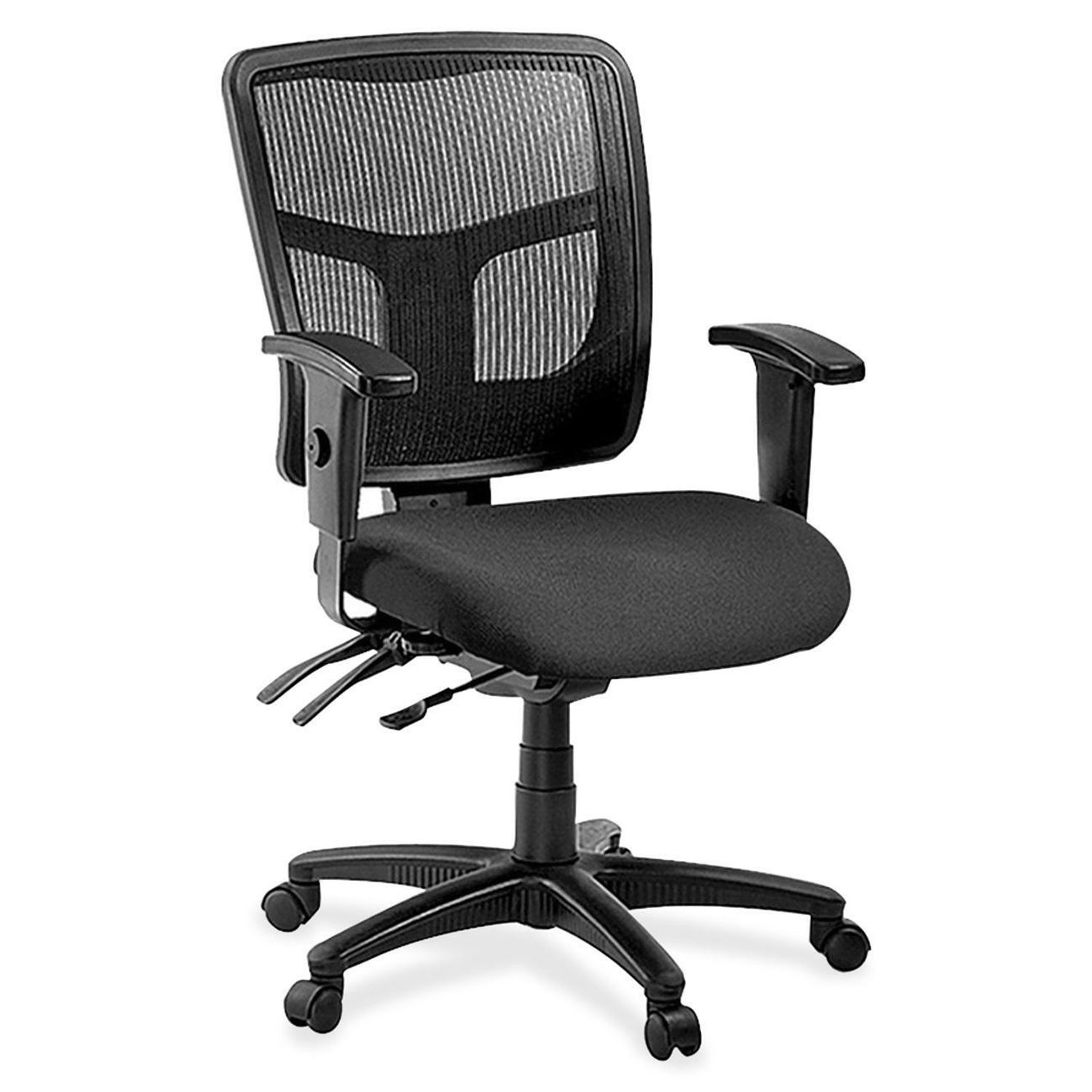 ErgoMesh Series Managerial Mid-Back Chair Snakeskin Charcoal Fabric Seat, Black Back, Black Frame, 5-star Base, Black, 1 Each