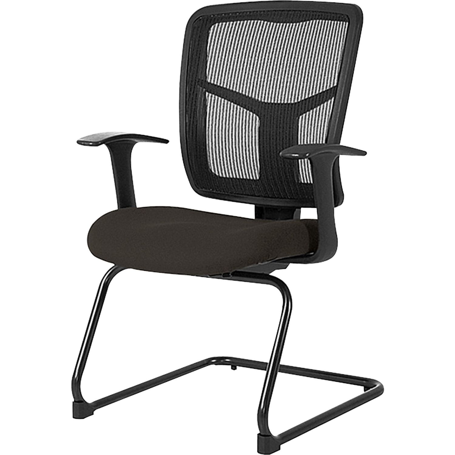 ErgoMesh Series Mesh Side Arm Guest Chair Pepper Fabric Seat, Black Mesh Back, Cantilever Base, 1 Each