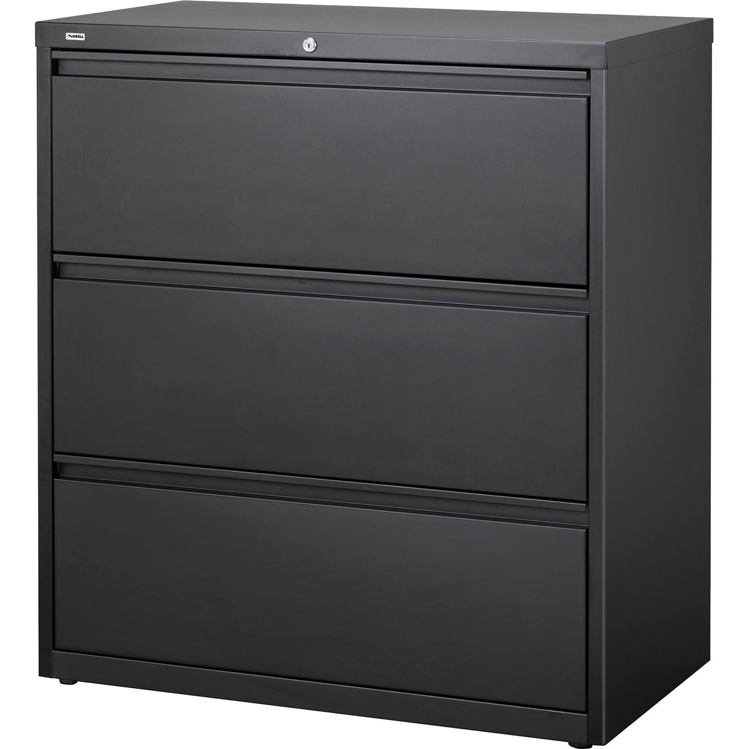 3-Drawer Black Lateral Files 36" x 18.6" x 40.3", 3 x Drawer(s) for File, Letter, Legal, A4, Lateral, Locking Drawer, Magnetic Label Holder, Ball-bearing Suspension, Leveling Glide, Black, Steel