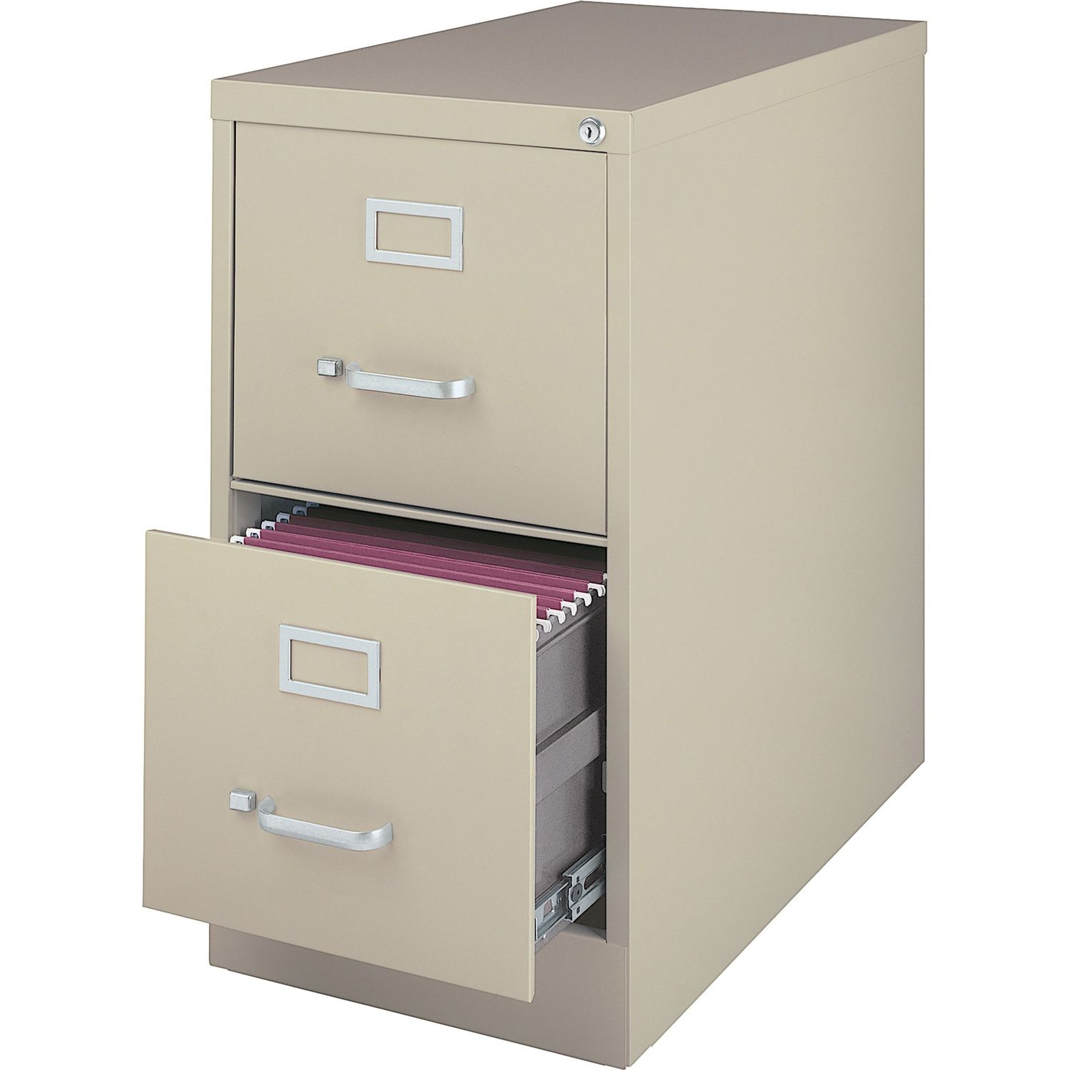 Fortress Series 28.5'' Letter-size Vertical Files - 2-Drawer 15" x 28" x 28.5", 2 x Drawer(s) for File, Letter, Vertical, Ball Bearing Glide, Label Holder, Locking Drawer, Heavy Duty, Putty
