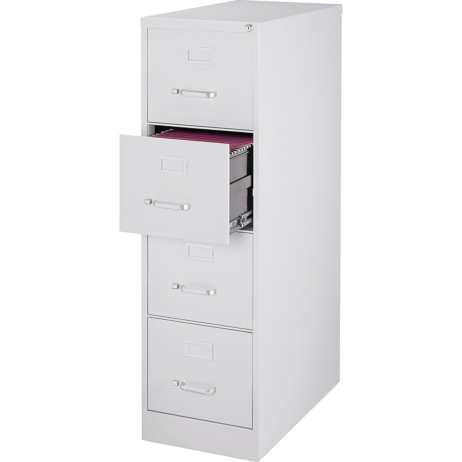 Fortress Series 28.5'' Letter-size Vertical Files - 4-Drawer 15" x 28.5" x 52", 4 x Drawer(s) for File, Letter, Vertical, Ball Bearing Glide, Label Holder, Locking Drawer, Heavy Duty, Light Gray