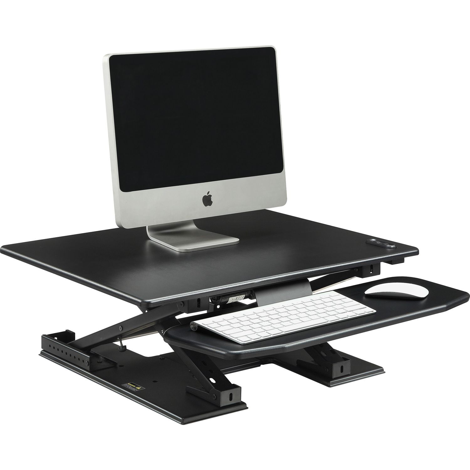 Sit-to-Stand Electric Desk Riser Up to 33" Screen Support, Flat Panel Display Type Supported, 17.1" Height x 28.8" Width x 35.8" Depth, Desktop, Aluminum, Black