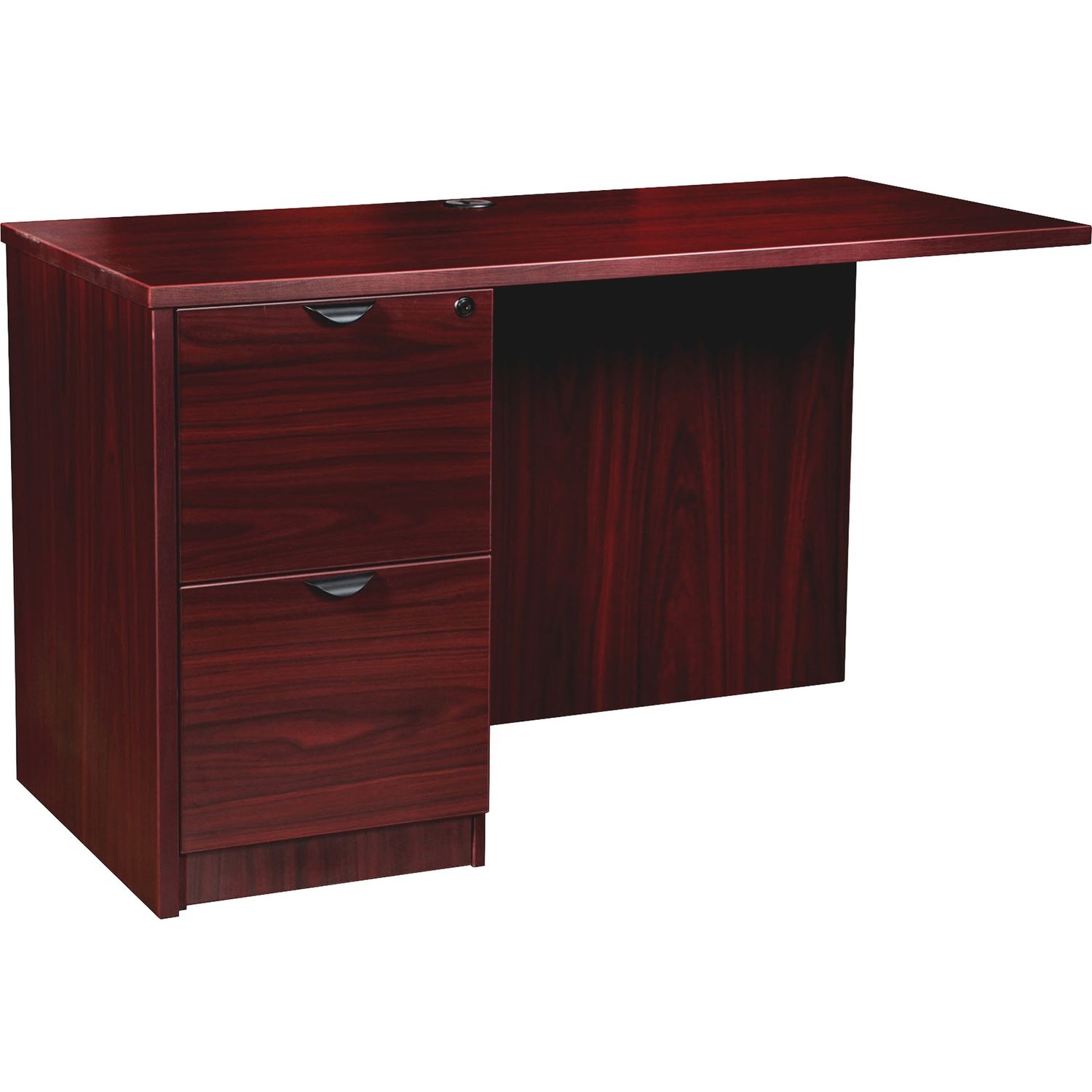 Prominence 2.0 Mahogany Laminate Left Return - 2-Drawer 48" x 24" x 29" , 1" Top, 2 x File Drawer(s), Band Edge, Material: Particleboard, Finish: Mahogany Laminate, Thermofused Melamine (TFM)