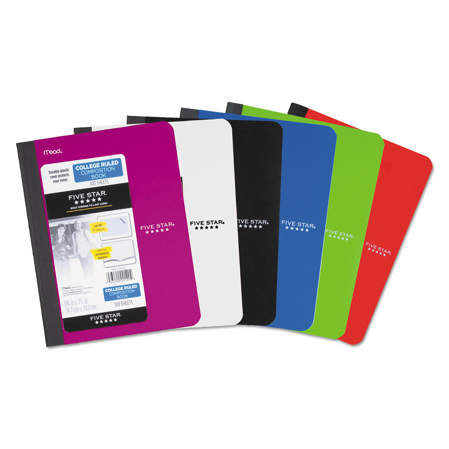 Composition Book Casebound, Medium/College Rule, Randomly Assorted Cover Color, (100) 9.75 x 7.5 Sheets
