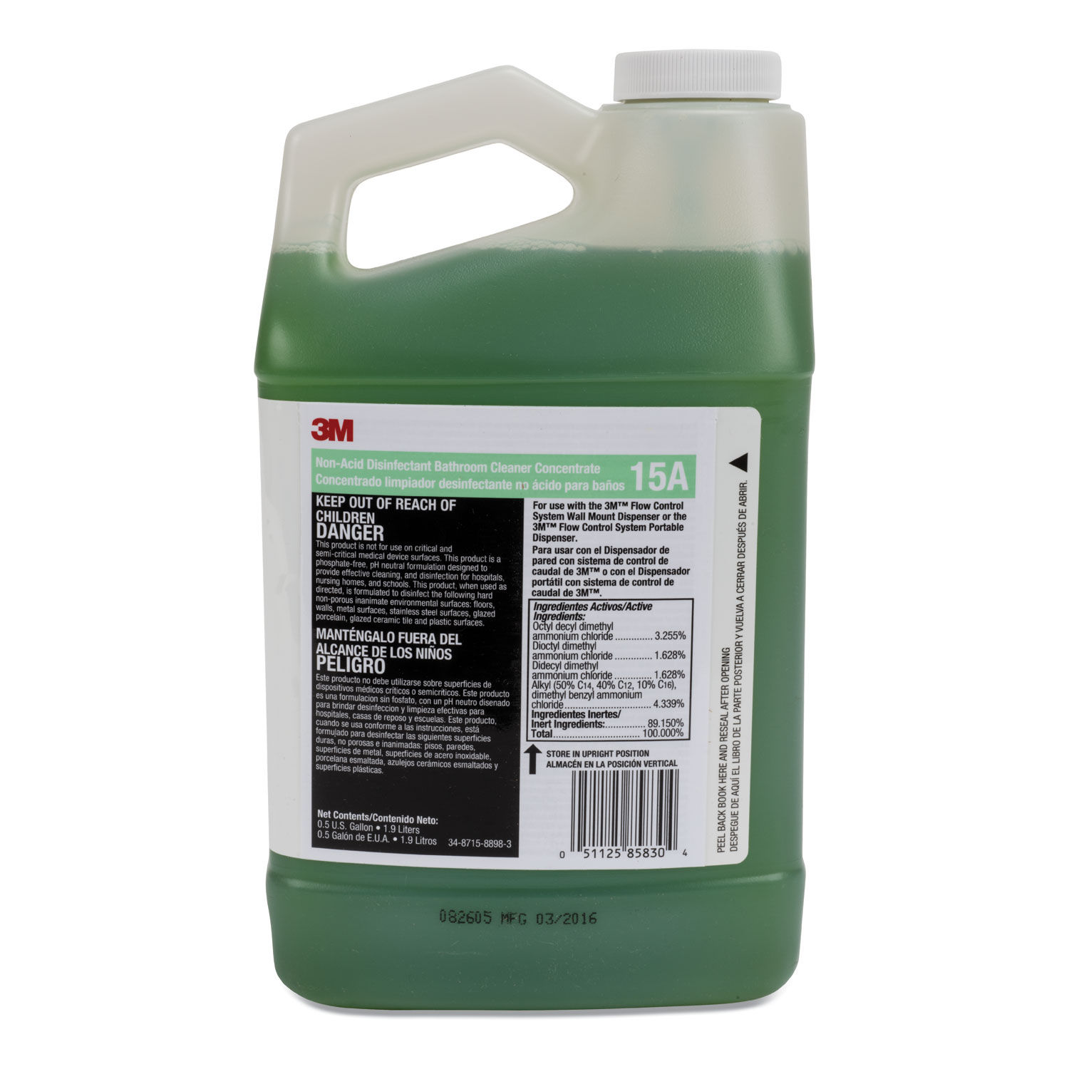 Non-Acid Disinfectant Bathroom Cleaner Concentrate 0.5 gal Bottle, 4/Carton
