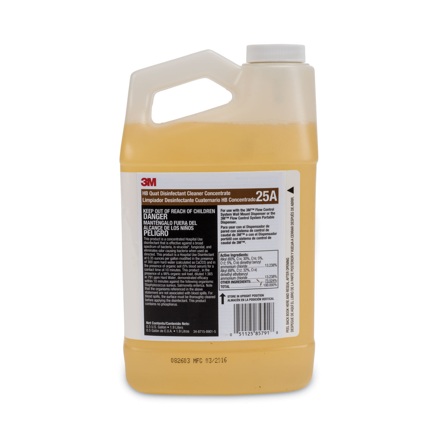 HB Quat Disinfectant Cleaner Concentrate For Flow Control System and Twist 'n Fill System, 1 gal Bottle