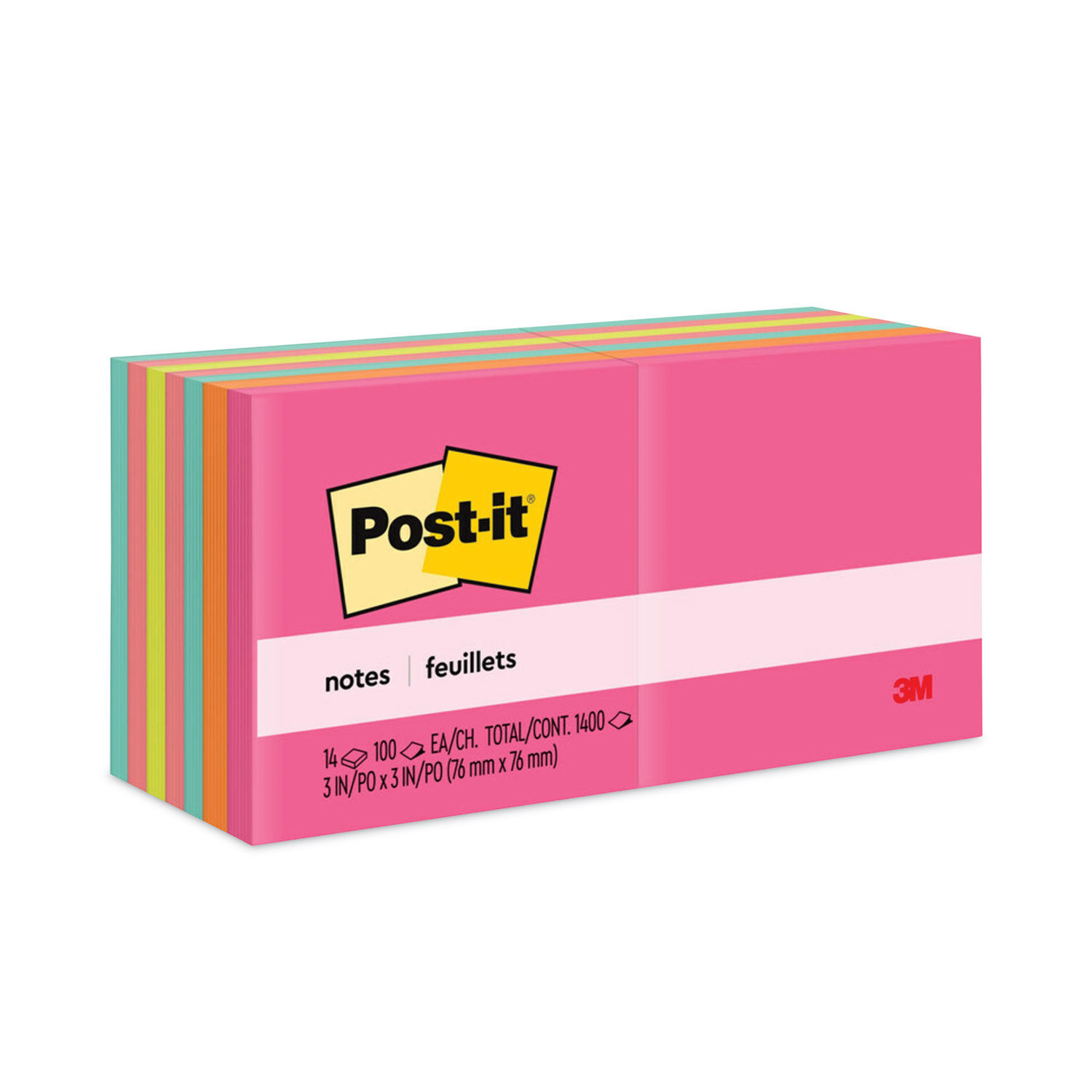 Original Pads in Poptimistic Colors Value Pack, 3" x 3", 100 Sheets/Pad, 14 Pads/Pack