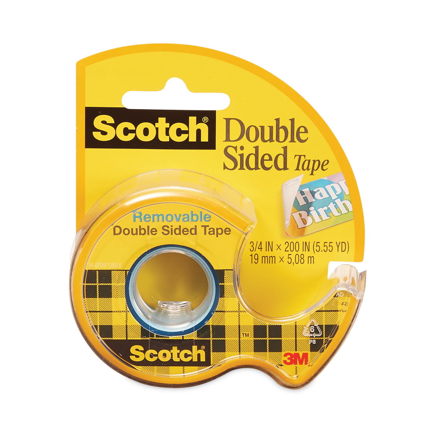 Double-Sided Removable Tape in Handheld Dispenser 1" Core, 0.75" x 33.33 ft, Clear