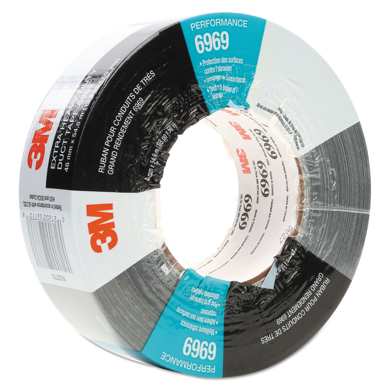 6969 Extra-Heavy-Duty Duct Tape 3" Core, 48 mm x 54.8 m, Silver