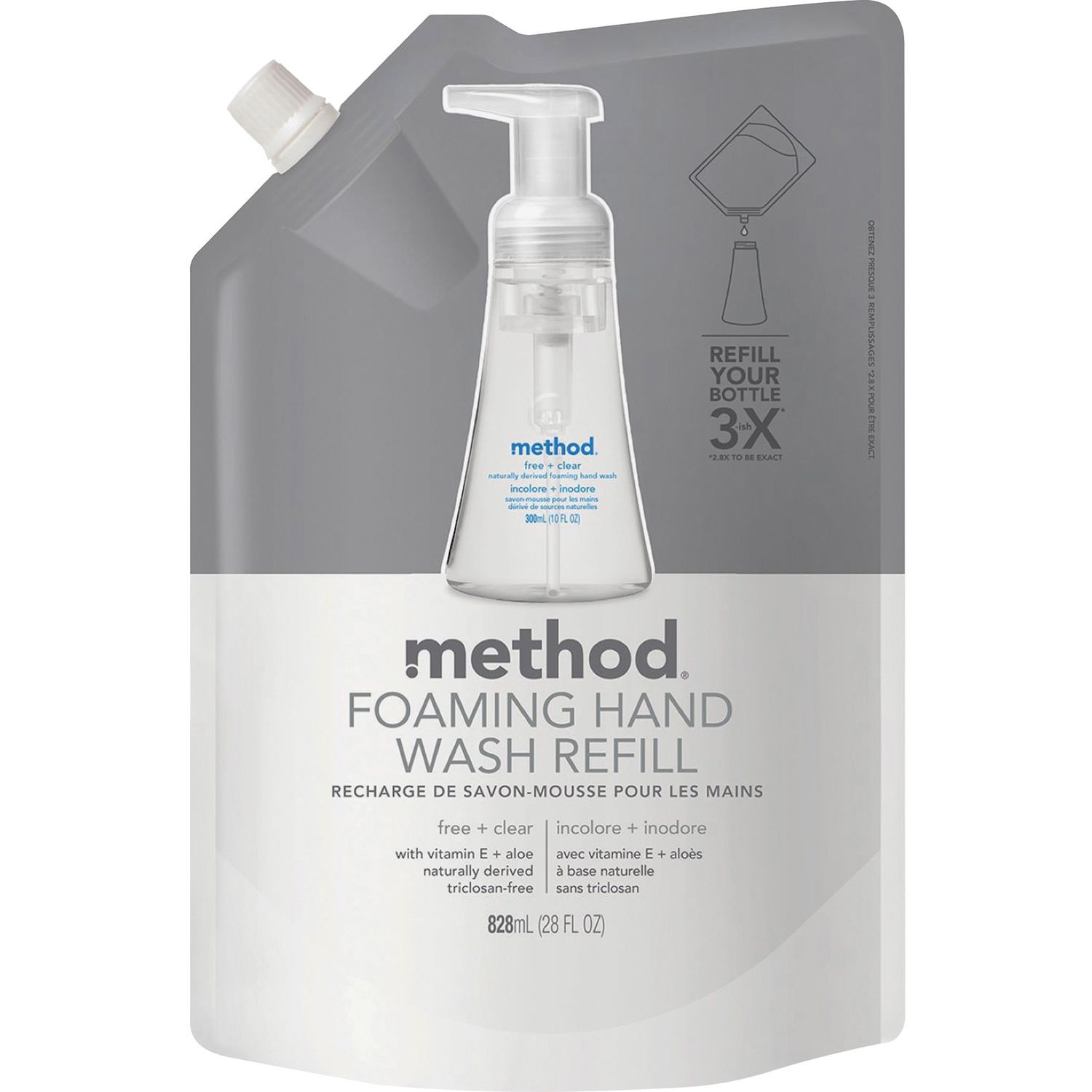 Free + Clear Foaming Hand Wash 28 fl oz (828.1 mL), Hand, Clear, Fragrance-free, Dye-free, Biodegradable, Triclosan-free, 6 / Carton