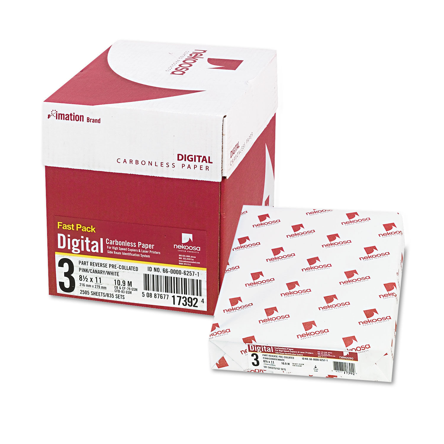 Fast Pack Digital Carbonless Paper 8-1/2 x 11, Pink/Canary/White, 2500/Carton