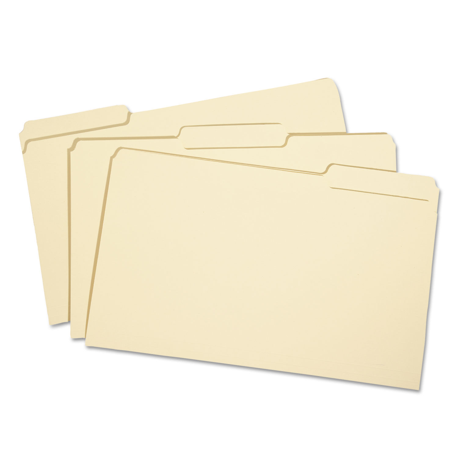 SKILCRAFT Manila File Folder 1/3-Cut Tabs: Assorted, Legal Size, 0.75" Expansion, Manila, 100/Box, GSA 753000282250