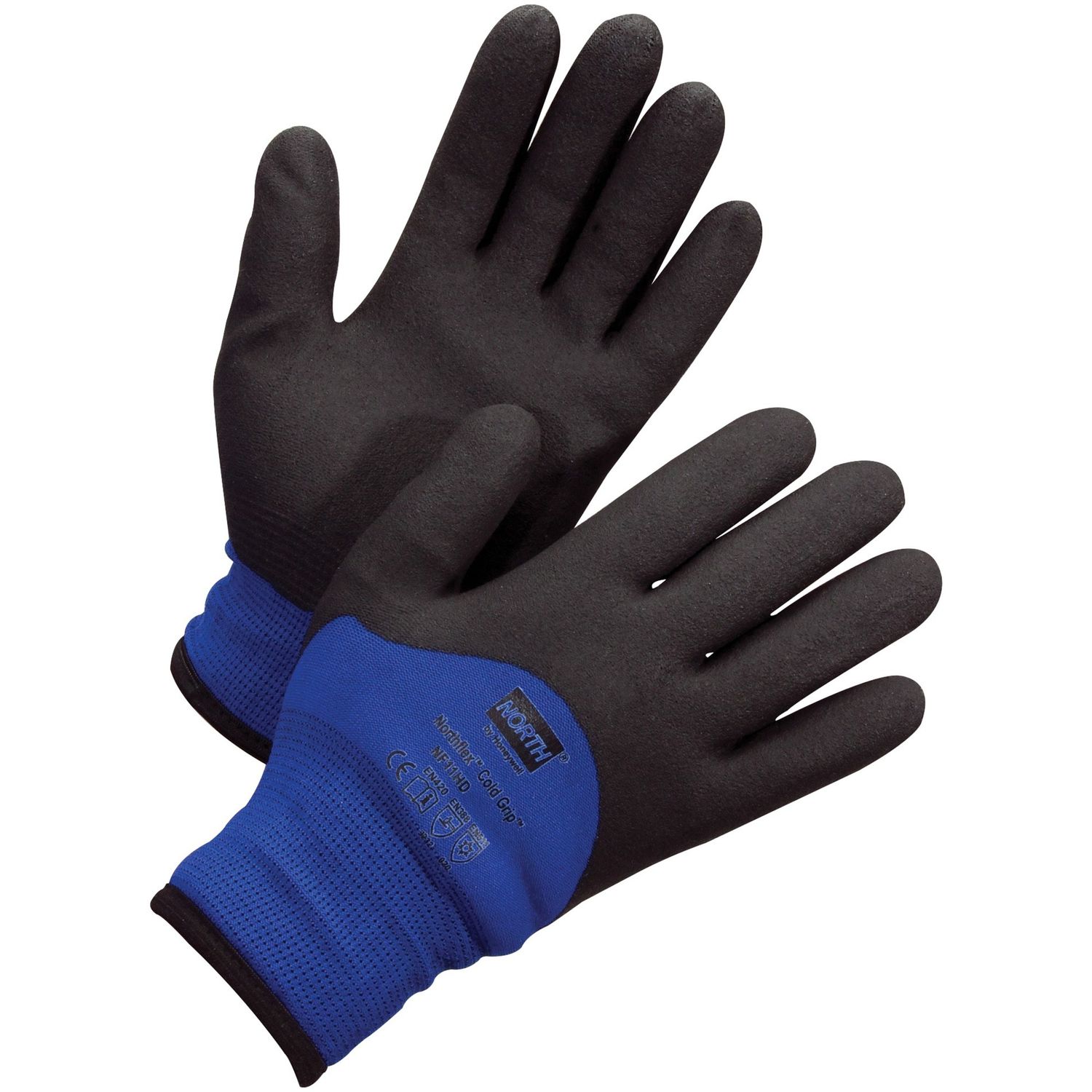 Northflex Coated Cold Grip Gloves Large Size, Nylon Shell, Polyvinyl Chloride (PVC) Palm, Polyamide, Synthetic Liner, Blue, Black