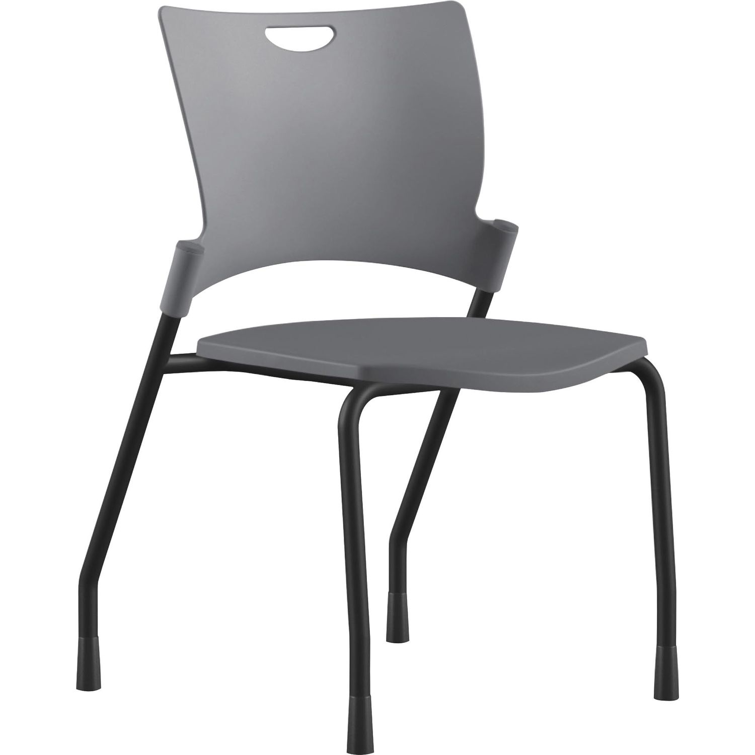 Bella Plastic Seat Stack Chair Dove Thermoplastic Seat, Dove Gray Thermoplastic Back, Black Frame, Four-legged Base, 1 Each