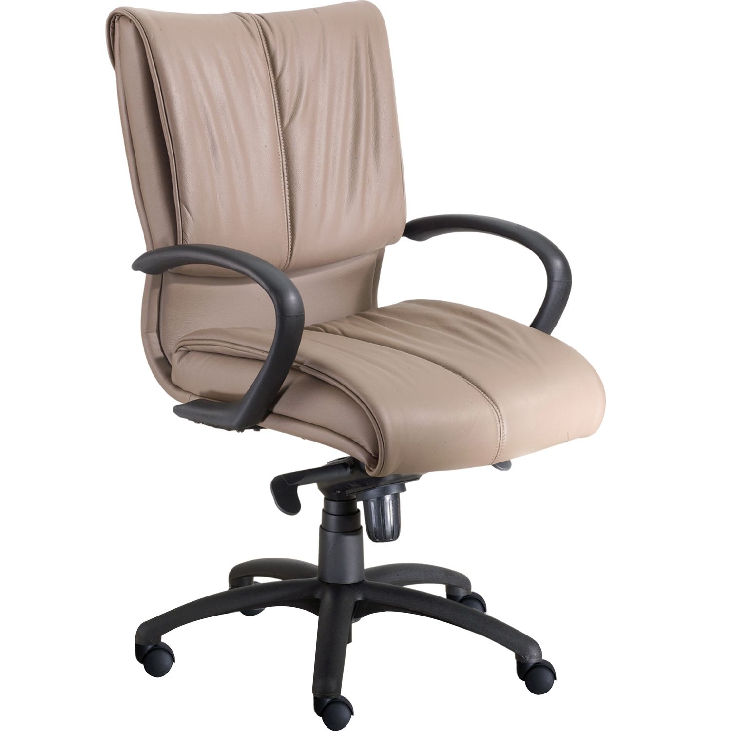 Mid-Back Executive & Conference Seating White Top Grain Leather Seat, White Top Grain Leather Back, Mid Back, 5-star Base, 1 Each