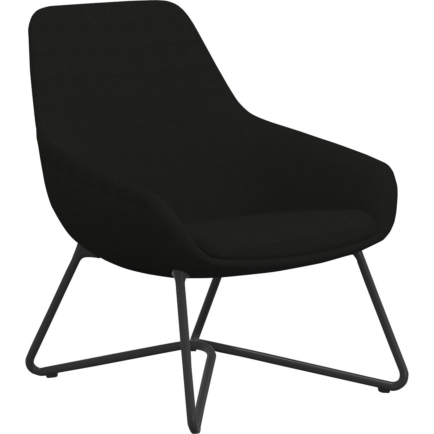 W-shaped Base Lilly Lounge Chair Onyx Fabric, Foam Seat, Onyx Fabric, Foam Back, Black Frame, W Leg Base, 1 Each