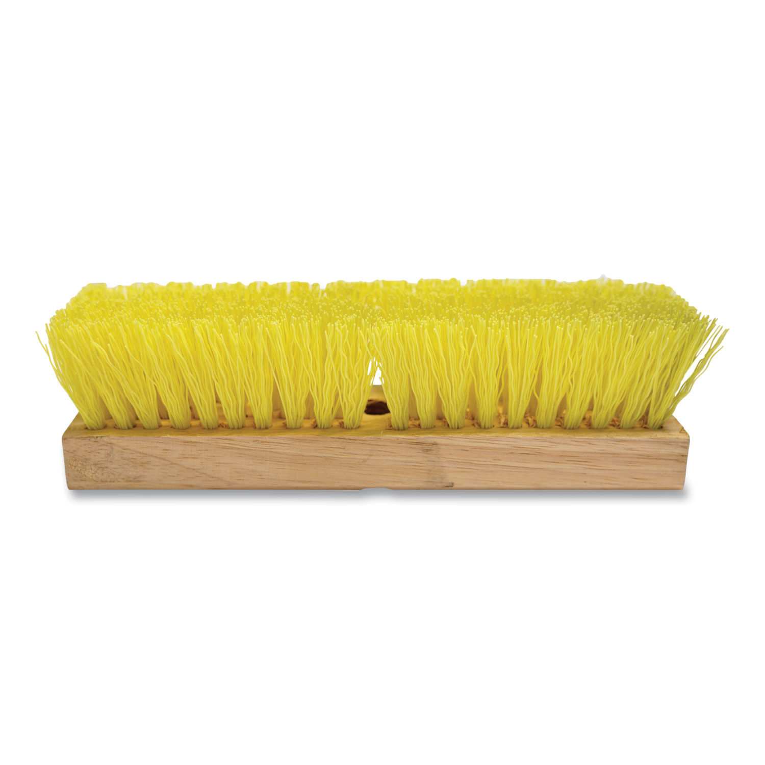 Deck Brush Cream Polypropylene Bristles, 10" Brush, Tan Hardwood Handle