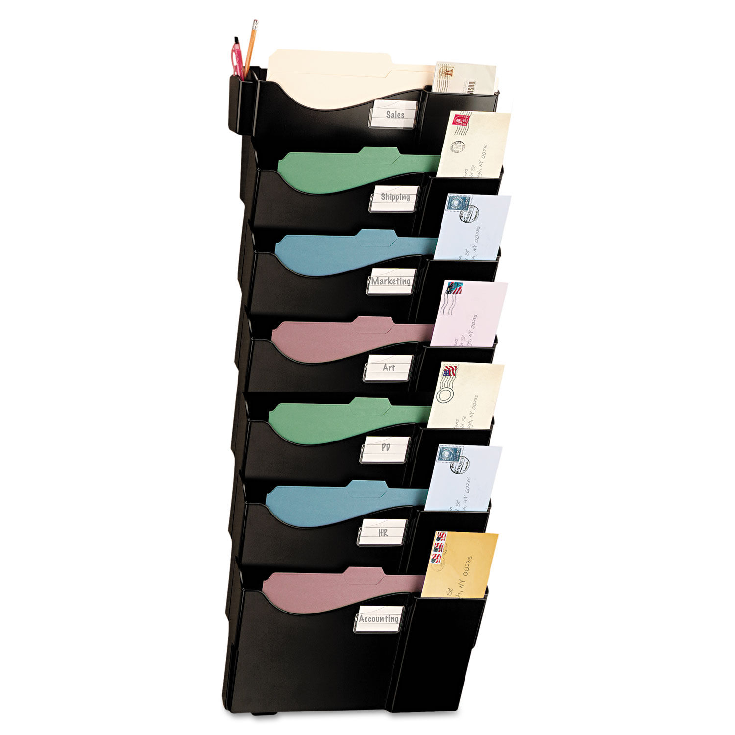 Grande Central Filing System 7 Sections, Legal/Letter Size, 16.63" x 4.75" x 38.25", Black, 7/Pack
