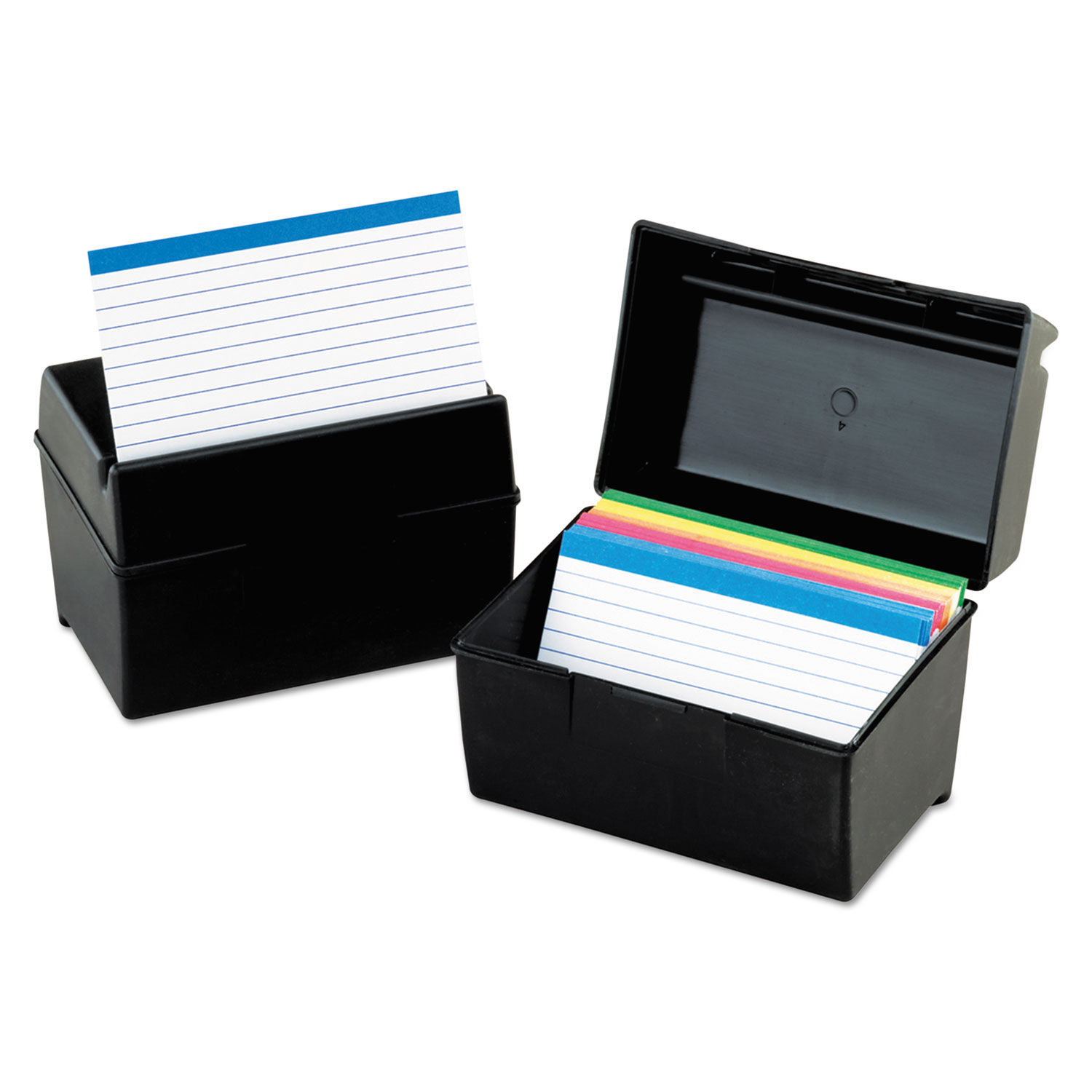 Plastic Index Card File Holds 300 3 x 5 Cards, 5.63 x 3.63 x 3.63, Black