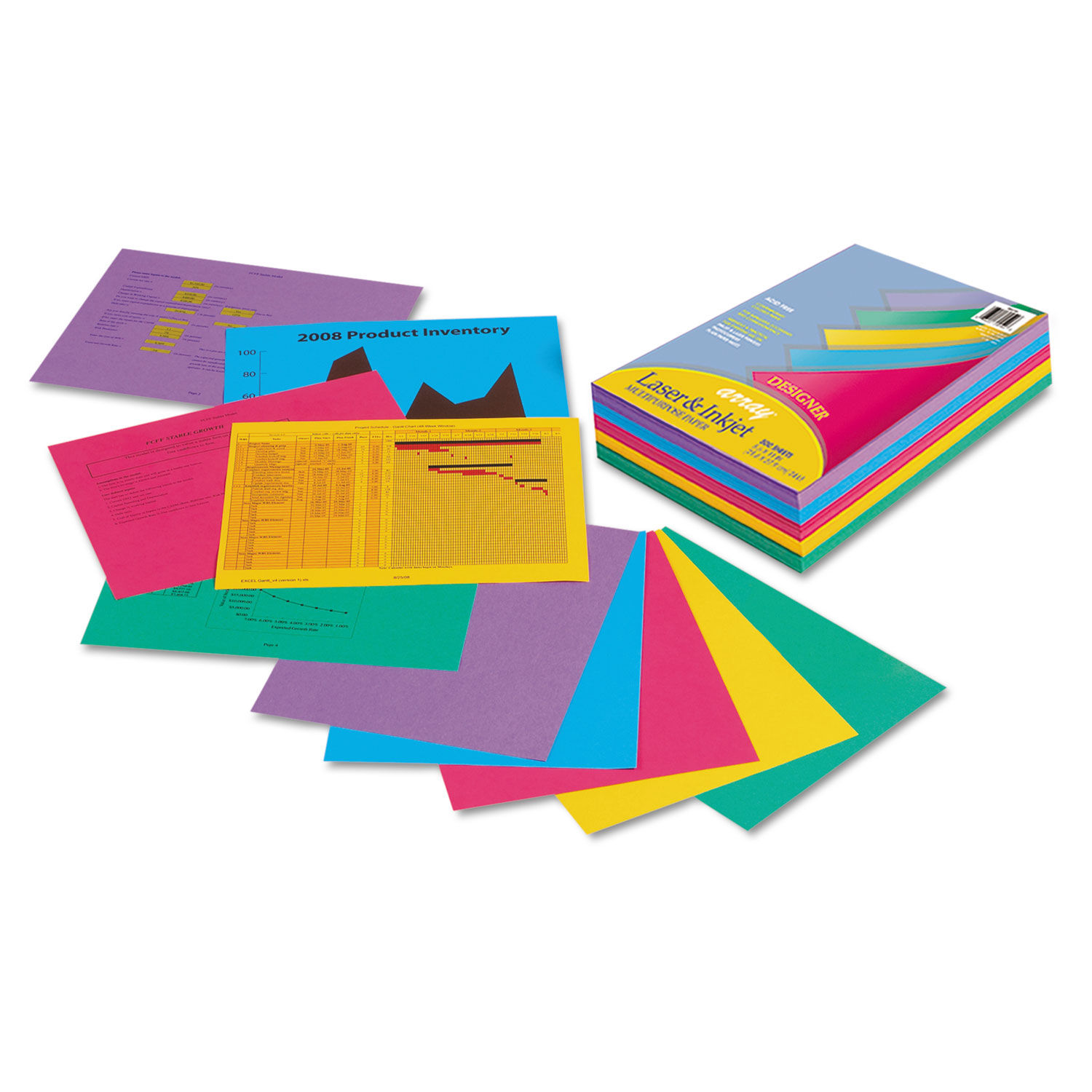 Array Colored Bond Paper 24 lb Bond Weight, 8.5 x 11, Assorted Designer Colors, 500/Ream