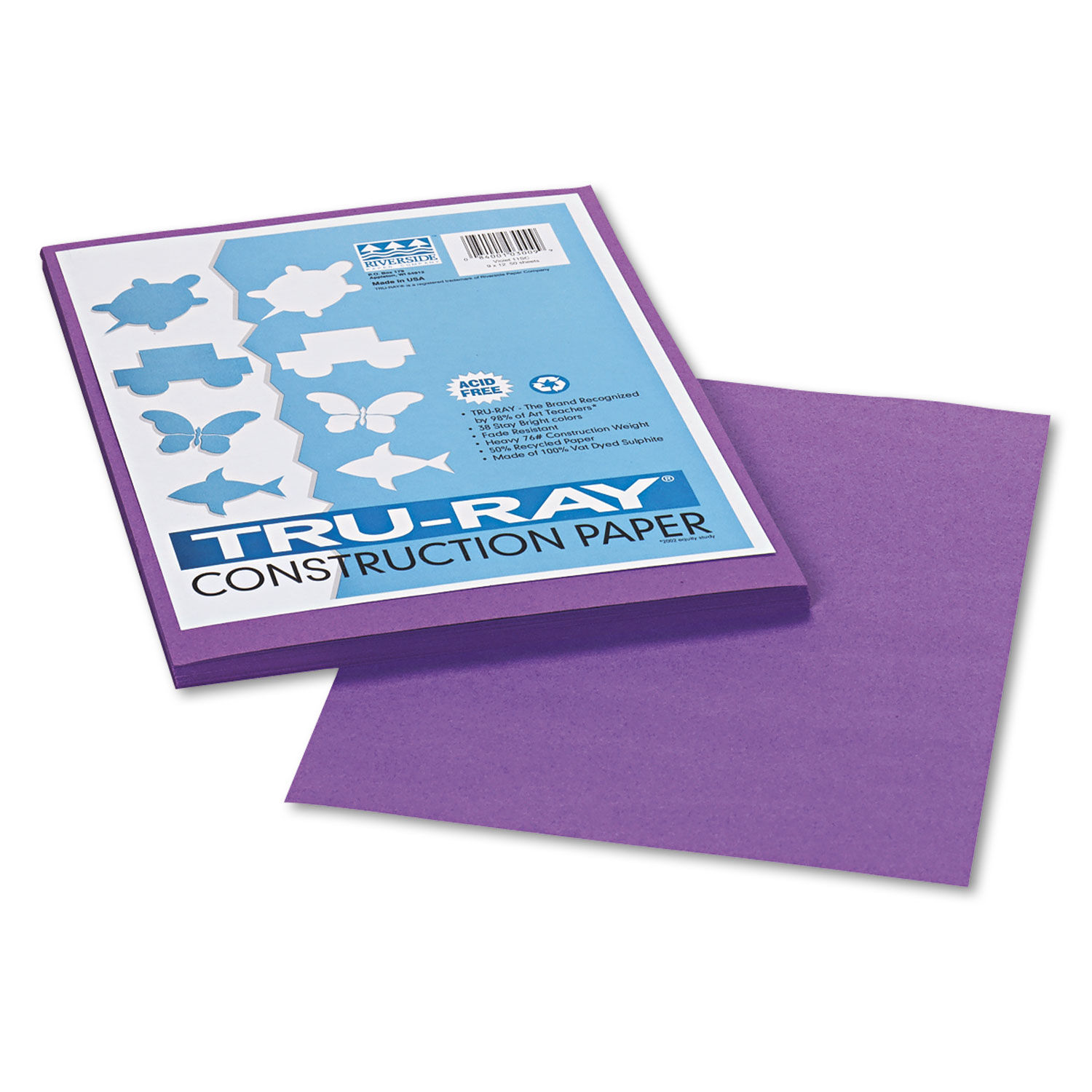 Tru-Ray Construction Paper 76 lb Text Weight, 9 x 12, Violet, 50/Pack