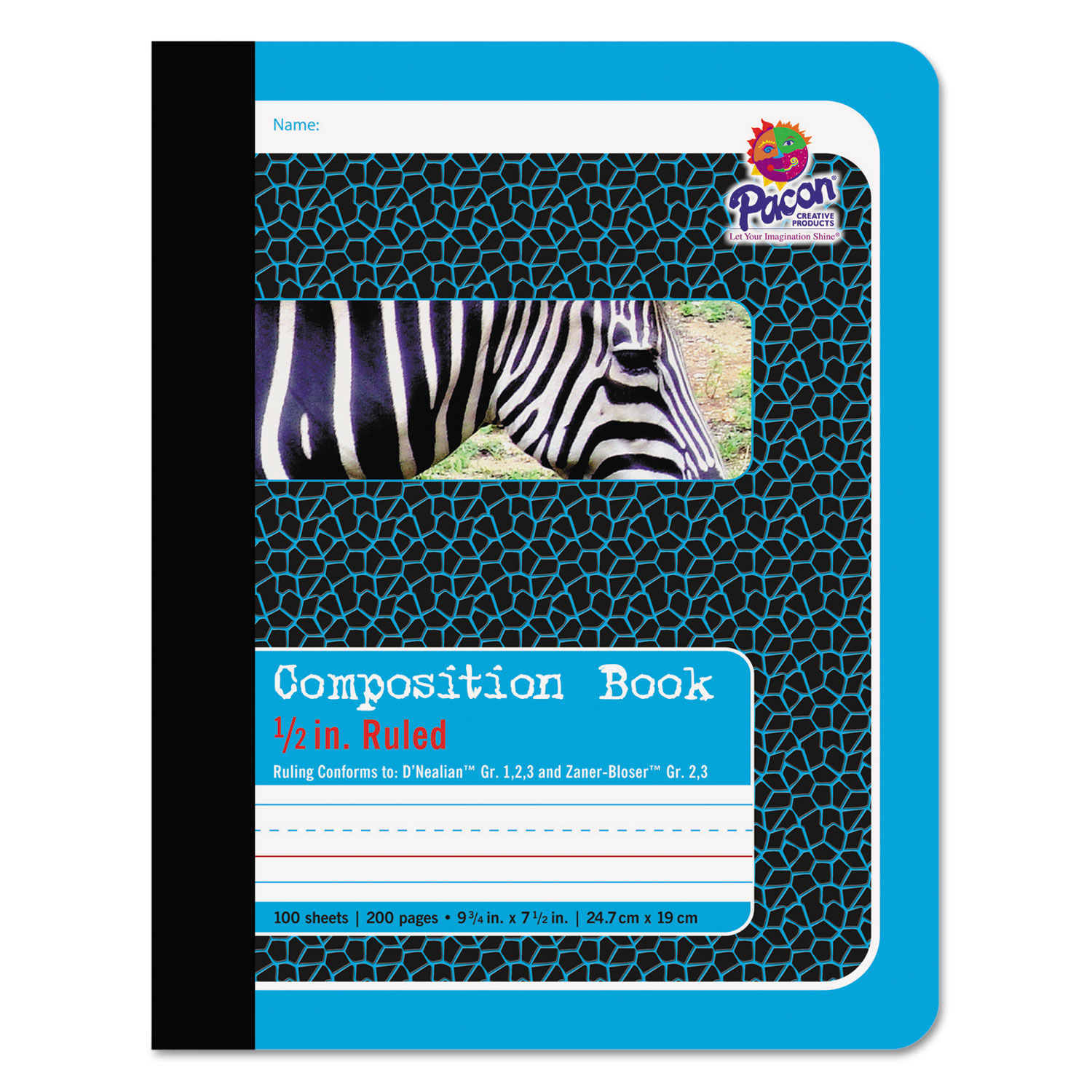 Composition Book D'Nealian 1-3, Zaner-Bloser 2-3, Illustration Boxes/College Rule, Blue Cover, (100) 9.75 x 7.5 Sheets