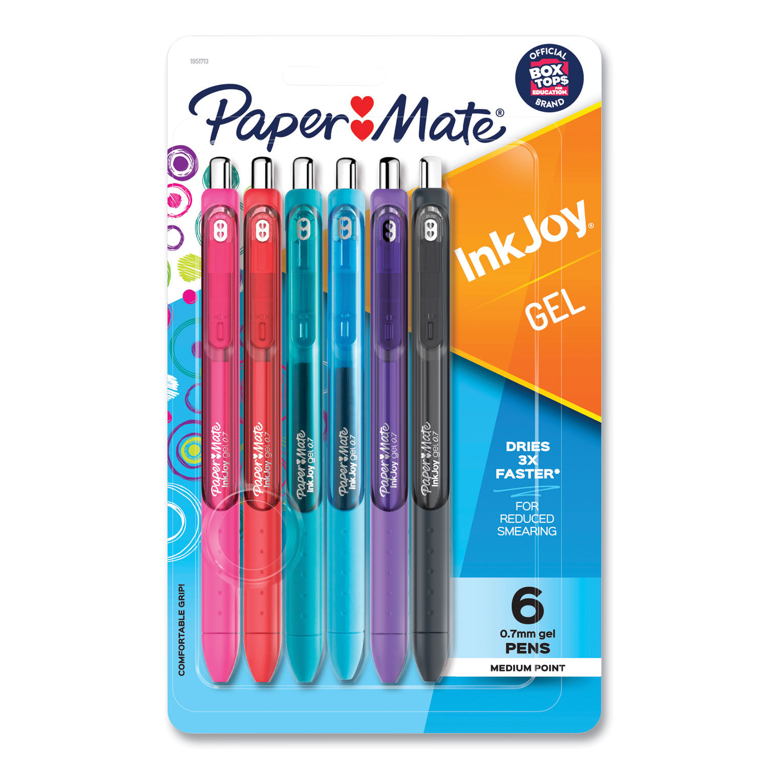 InkJoy Gel Pen Retractable, Medium 0.7 mm, Assorted Ink and Barrel Colors, 6/Pack