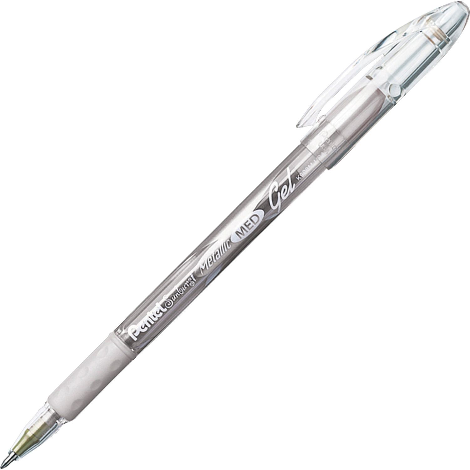 Pentel Sunburst Metallic Gel Roller Pens Medium Pen Point, 0.4 mm Pen Point Size, Silver Gel-based Ink, 1 Each