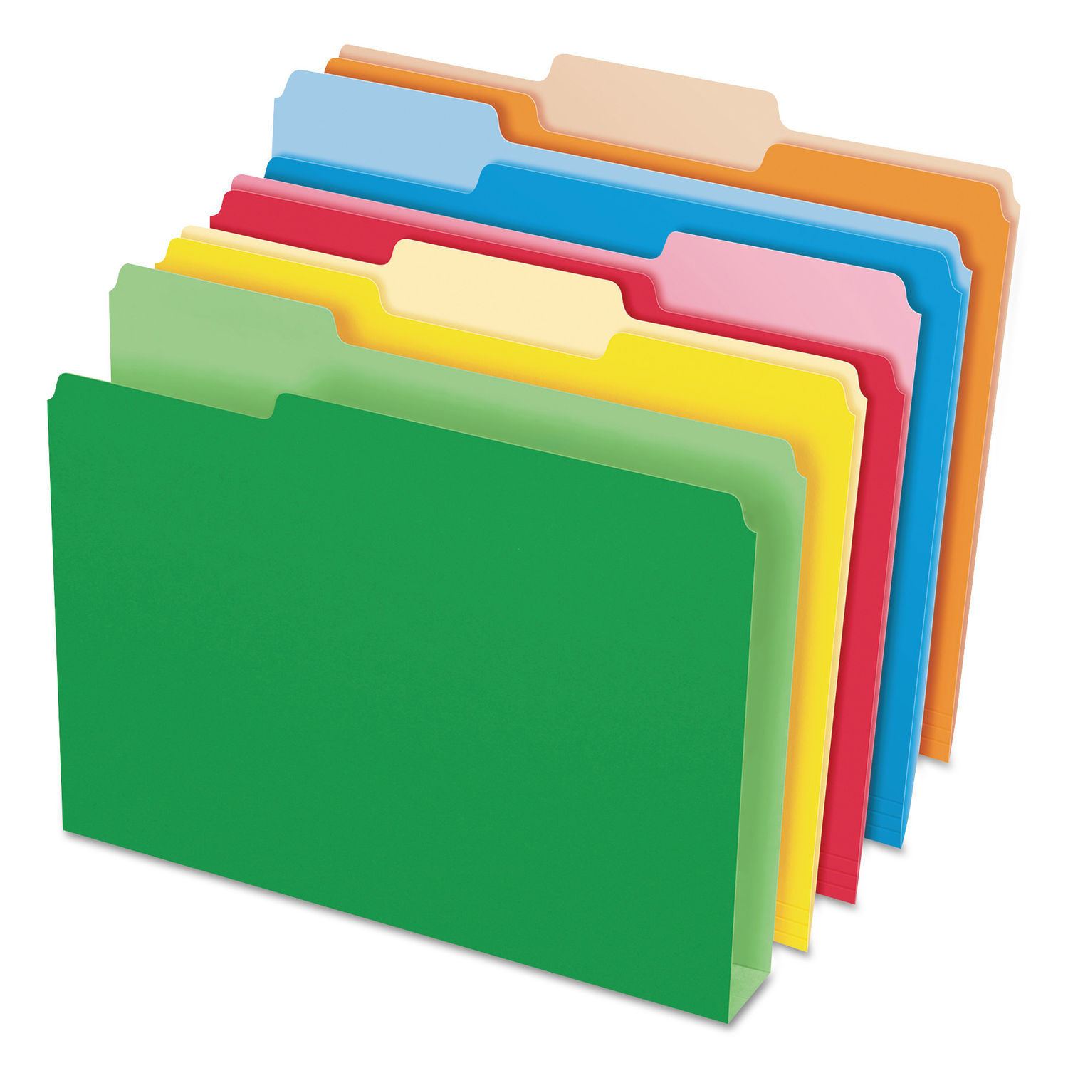 Double Stuff File Folders 1/3-Cut Tabs: Assorted, Letter Size, Assorted Colors, 50/Pack