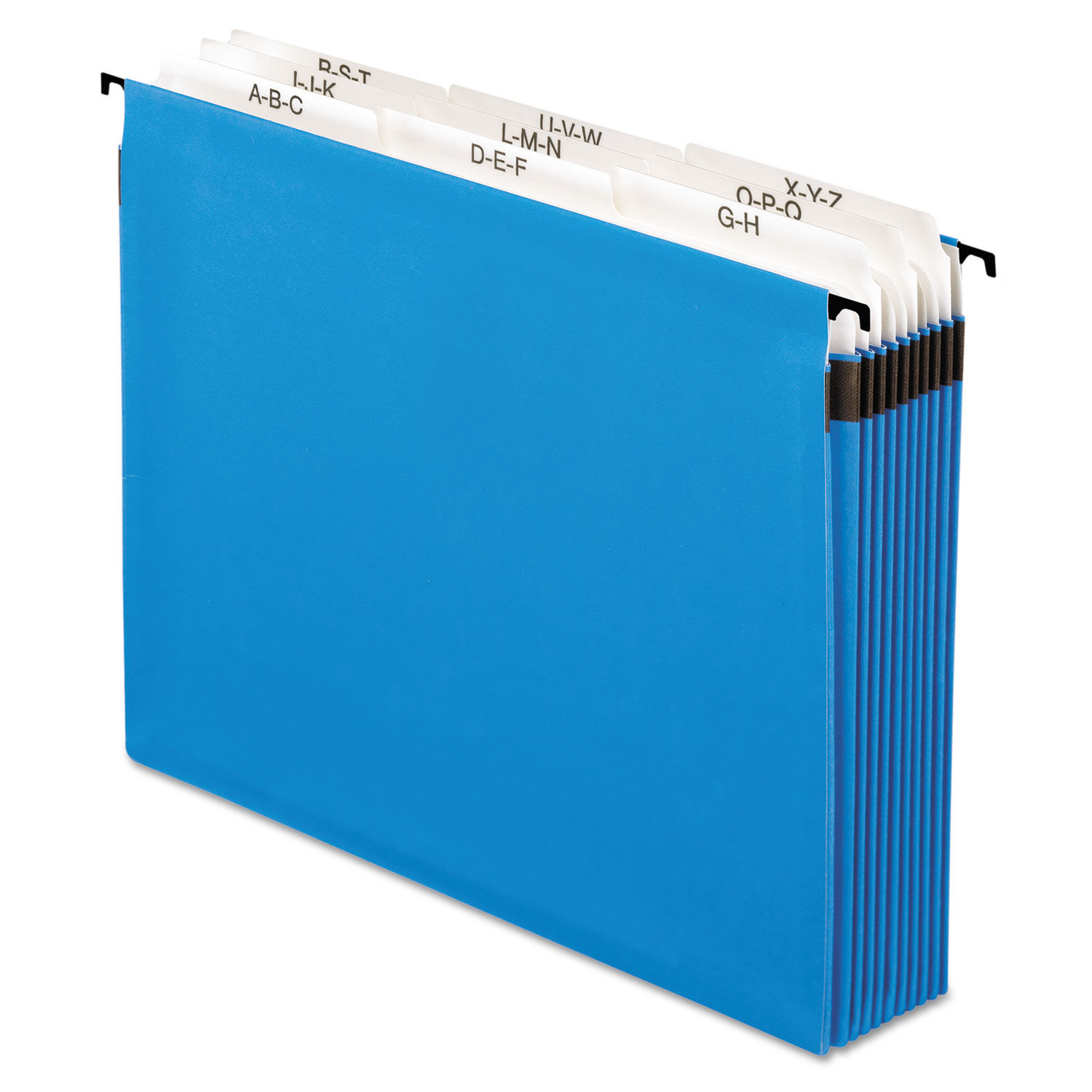 SureHook Nine-Section Hanging Folder 9 Sections, 5.25" Capacity, Letter Size, 1/5-Cut Tabs, Blue