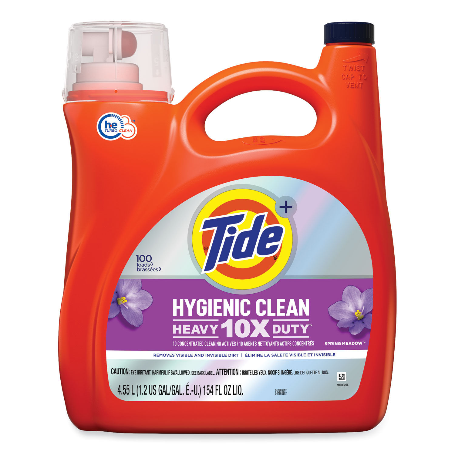 Hygienic Clean Heavy 10x Duty Liquid Laundry Detergent Spring Meadow, 154 oz Bottle, 4/Carton