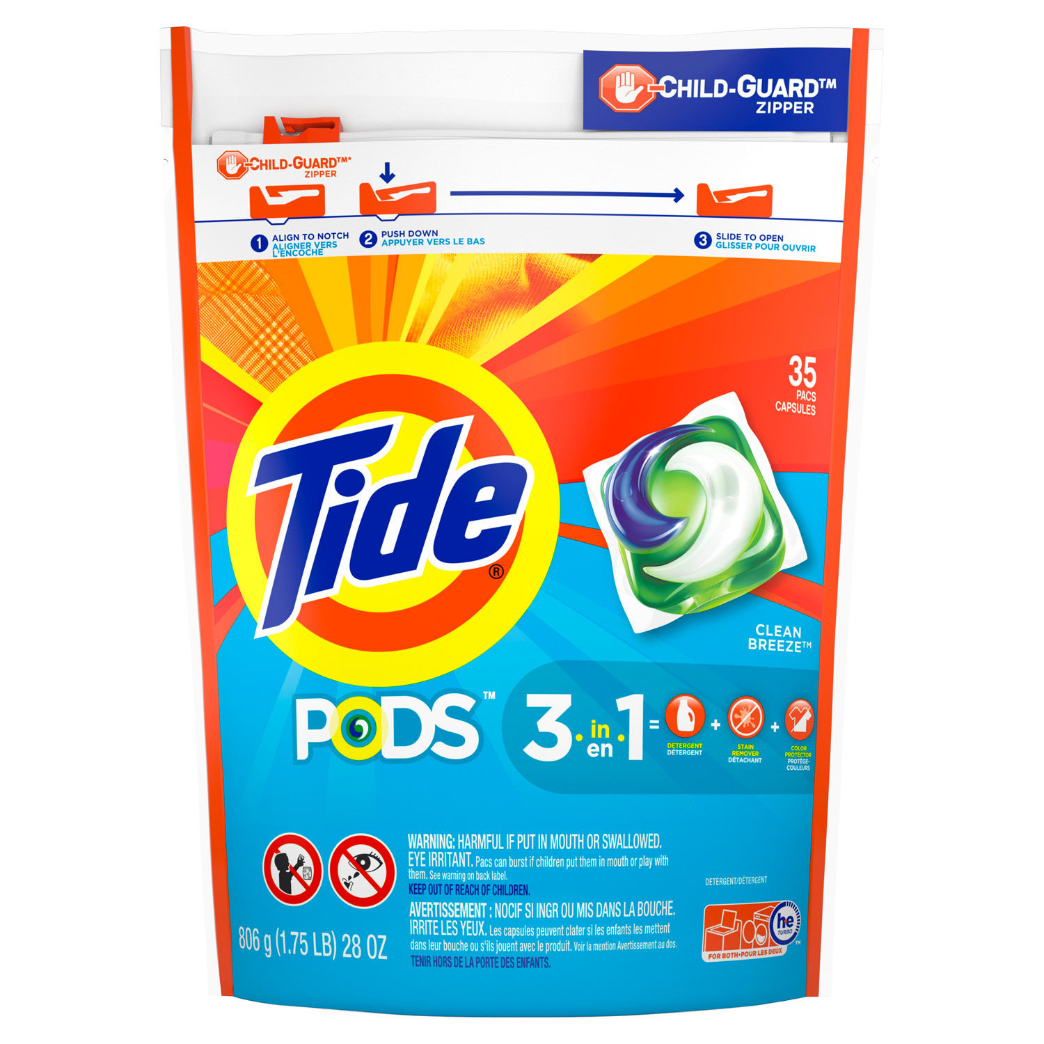 Pods Laundry Detergent, Clean Breeze, 35/Pack