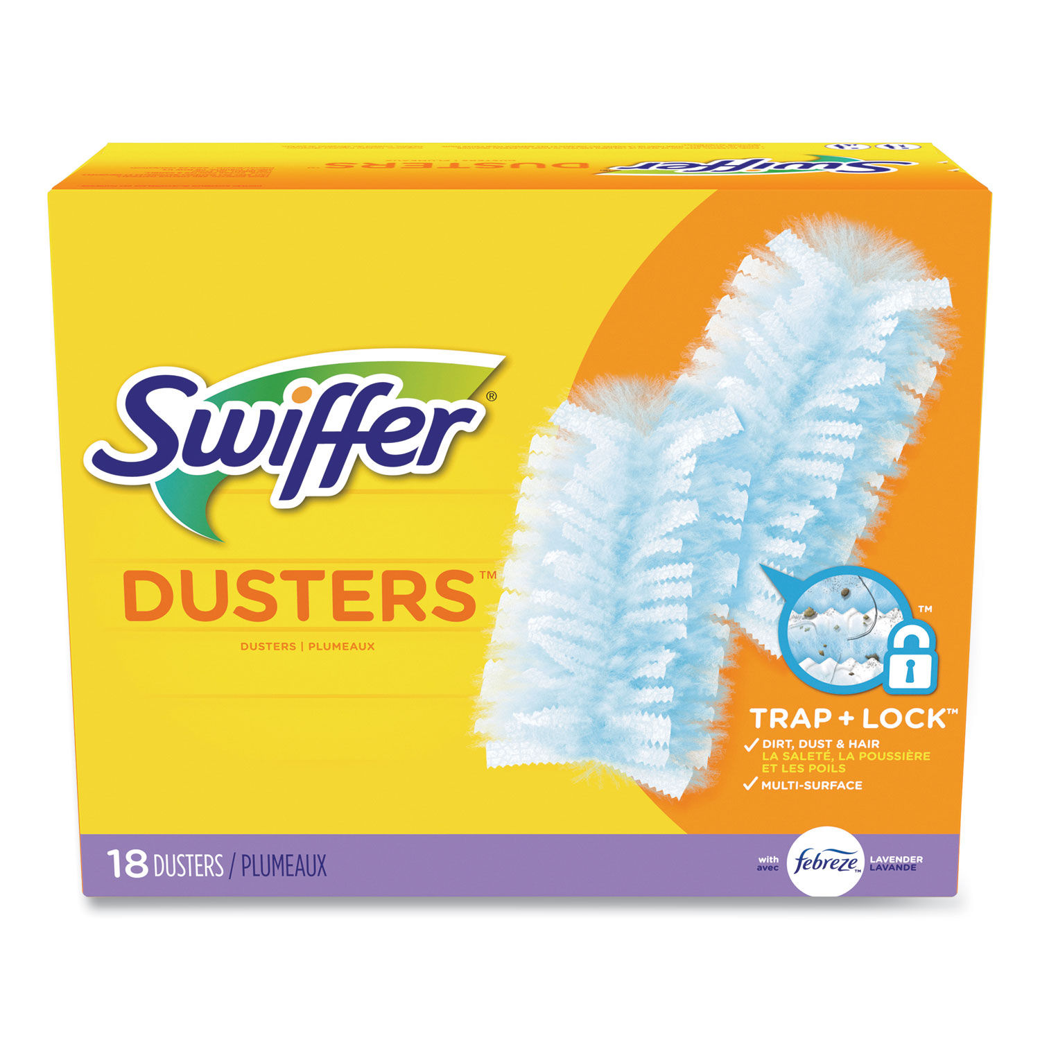 Dusters Refill Dust Lock Fiber, Lavender Scent, Light Blue, 18/Box