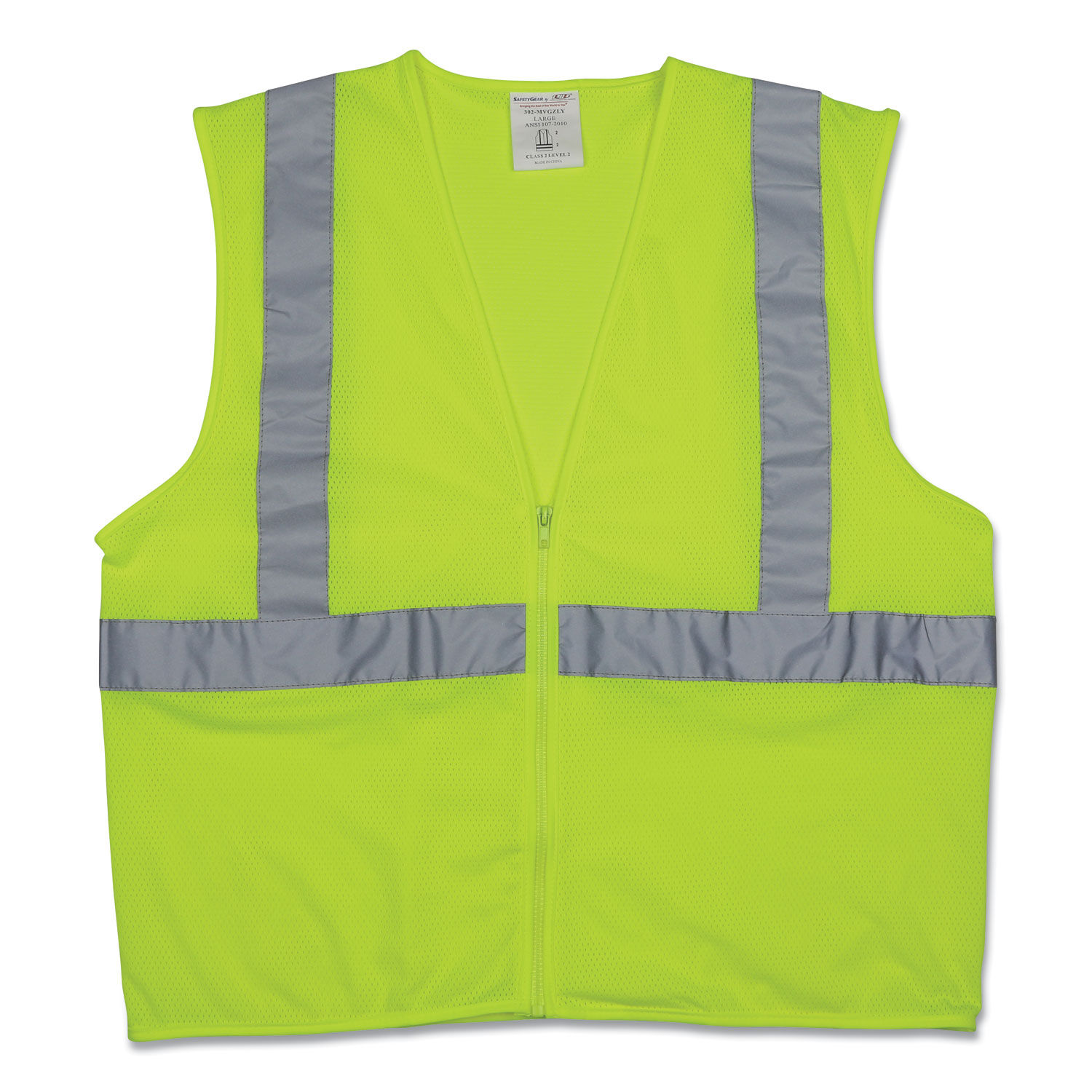 Zipper Safety Vest X-Large, Hi-Viz Lime Yellow