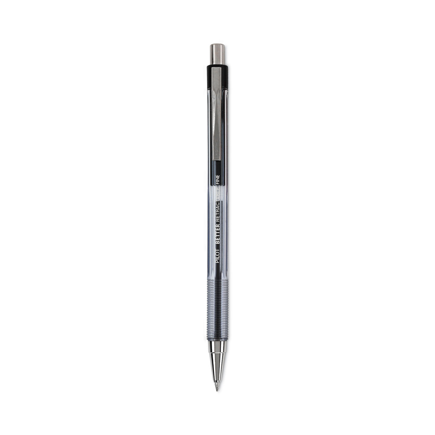 Better Ballpoint Pen Retractable, Fine 0.7 mm, Black Ink, Smoke Barrel, Dozen
