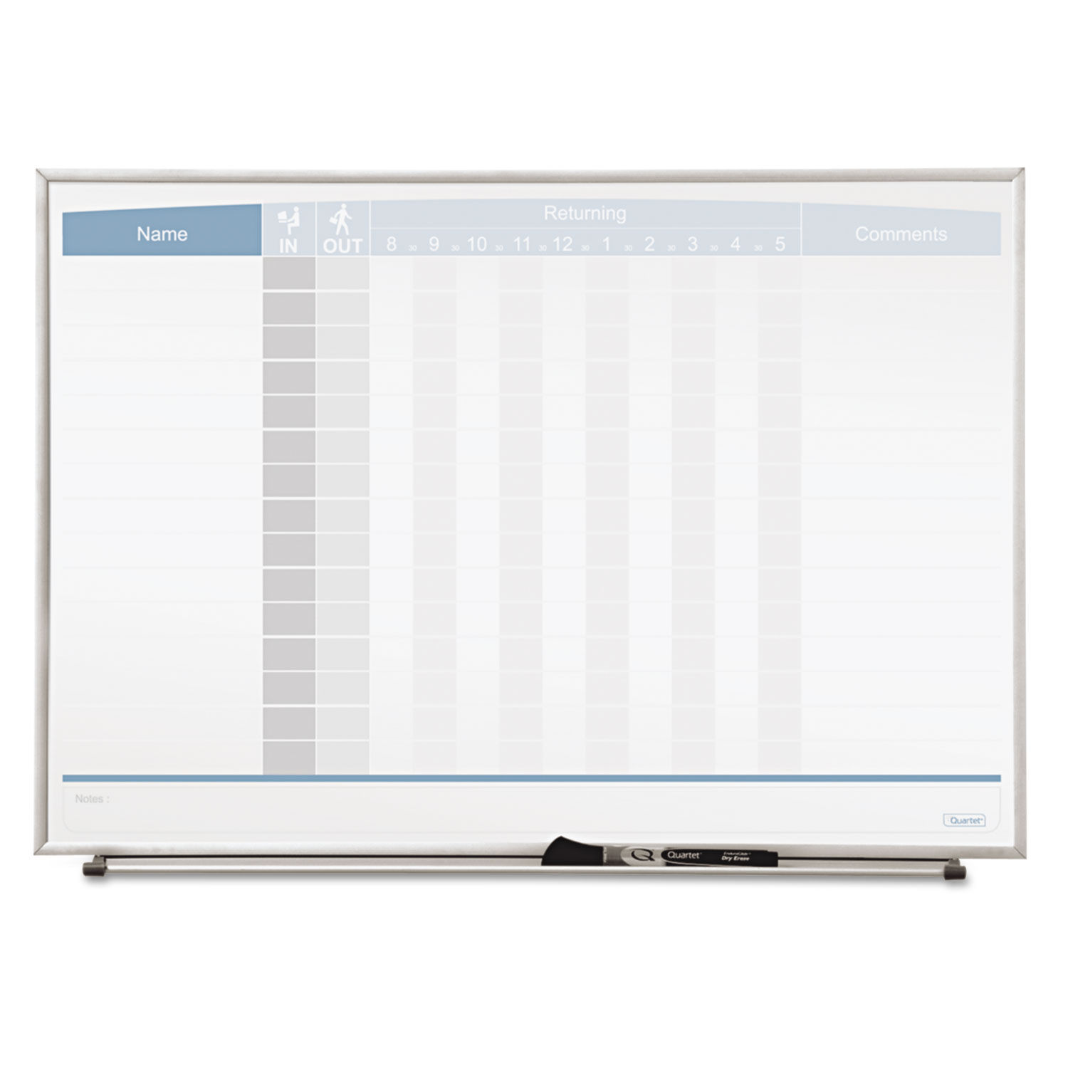 Horizontal Matrix Employee Tracking Board 23 x 16, Aluminum Frame