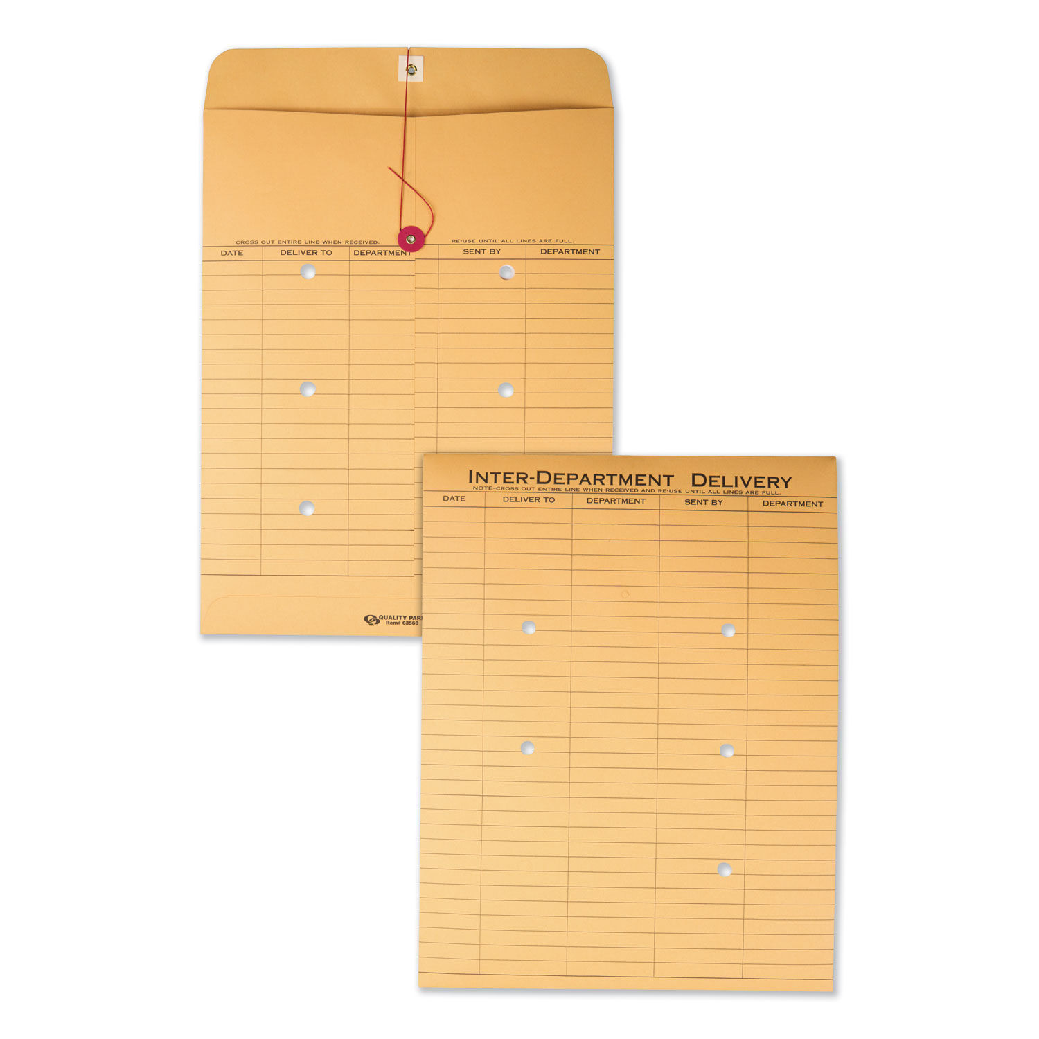 Recycled Kraft String/Button Interoffice Envelope #97, Two-Sided Five-Column Format, 52-Entries, 10 x 13, Brown Kraft,100/CT