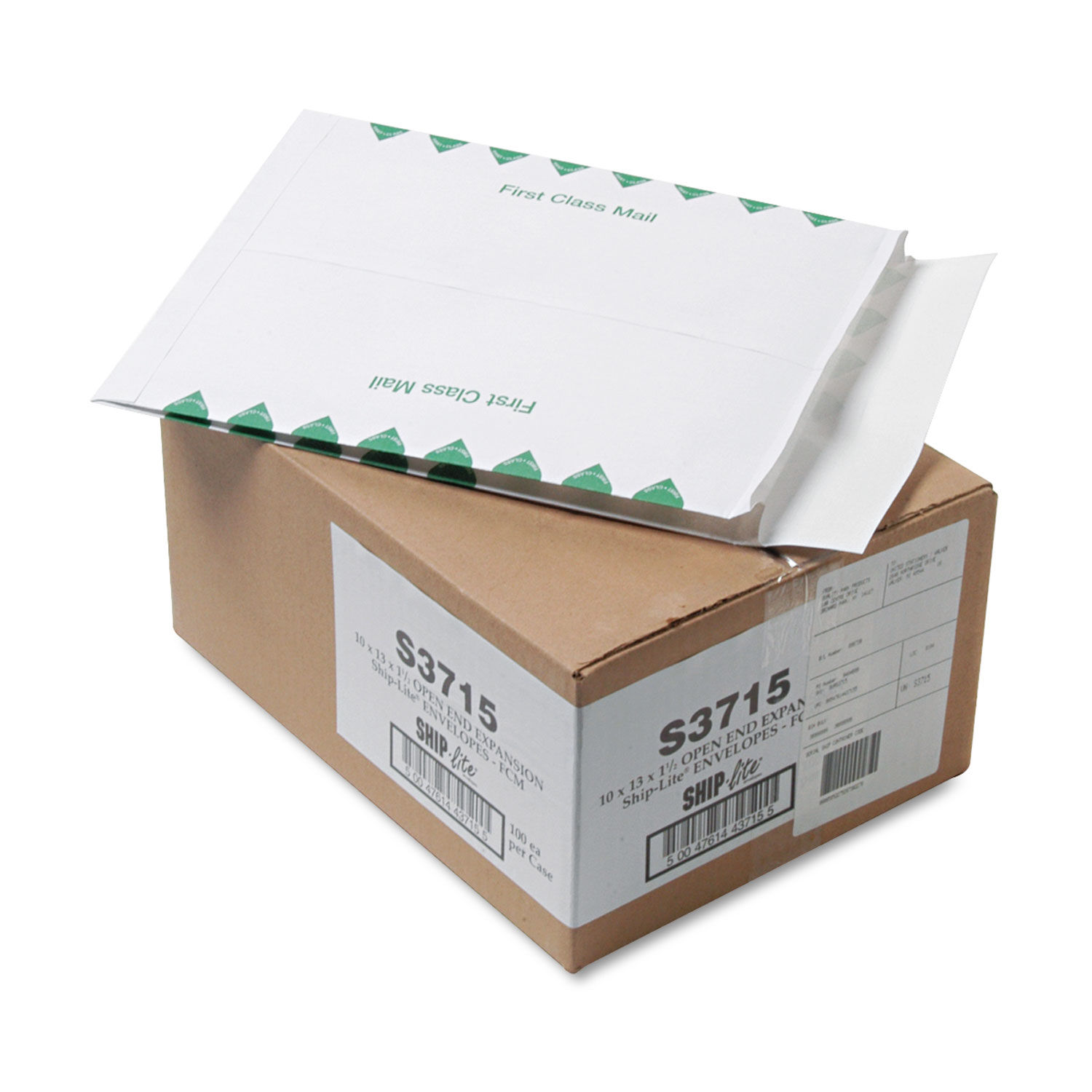 Ship-Lite Expansion Mailer First Class, #13 1/2, Cheese Blade Flap, Redi-Strip Adhesive Closure, 10 x 13, White, 100/Box
