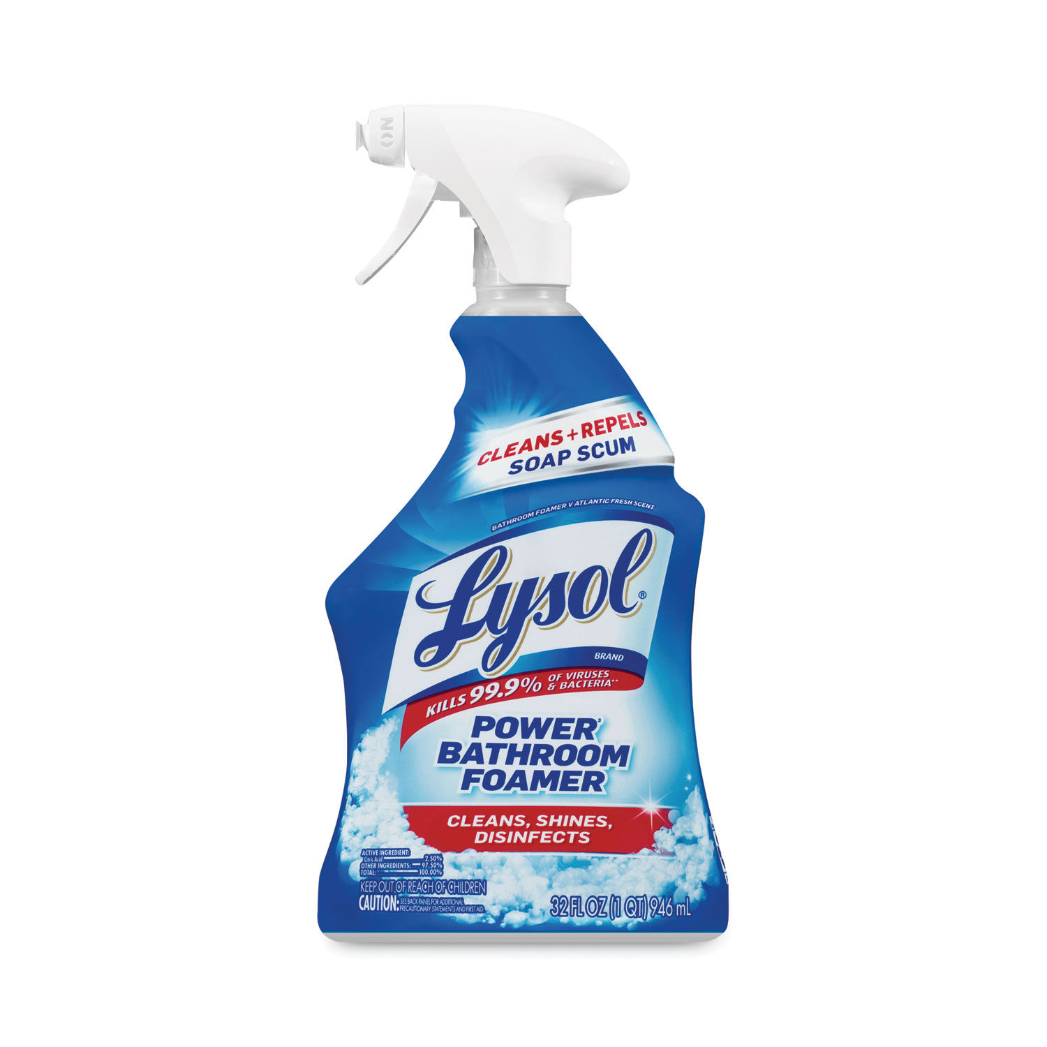 Disinfectant Power Bathroom Foamer Liquid, Atlantic Fresh, 32 oz Spray Bottle, 12/Carton