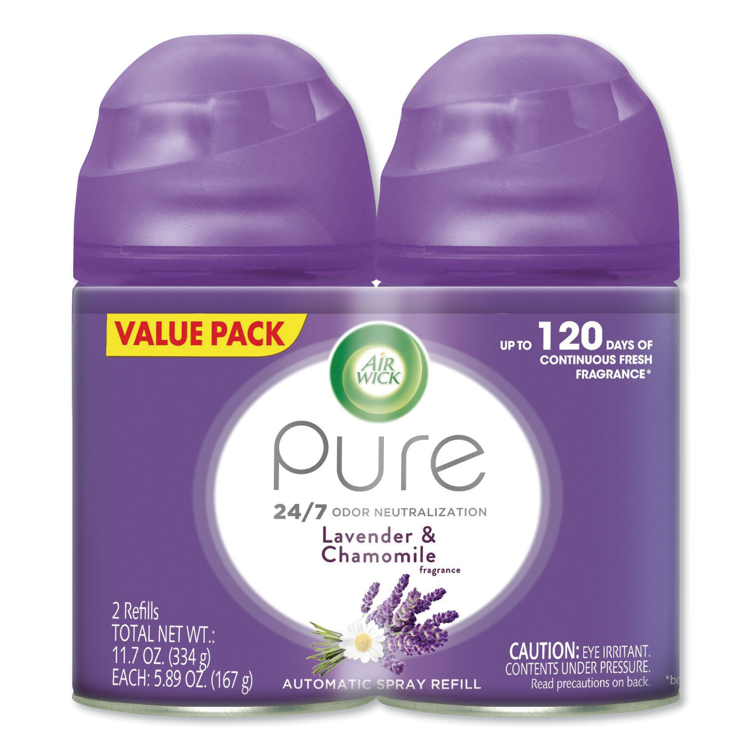 Freshmatic Ultra Spray Refill Lavender/Chamomile, 5.89 oz Aerosol Spray, 2/Pack, 3 Packs/Carton