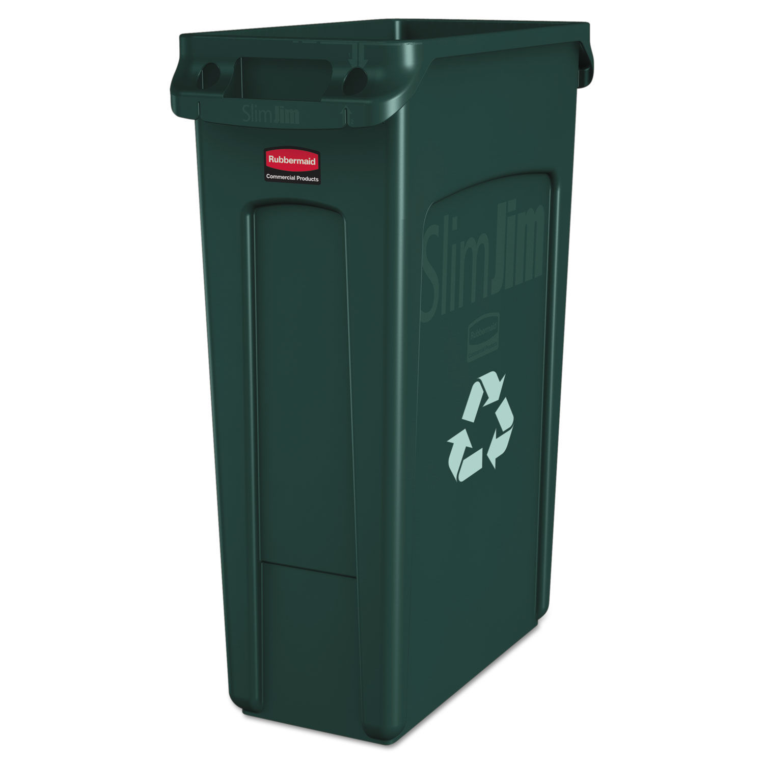 Slim Jim Plastic Recycling Container with Venting Channels 23 gal, Plastic, Green