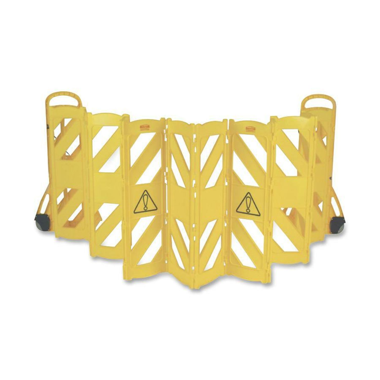 Foldable Mobile Caution Barrier 24" Height, Caster, Yellow, 1 Each