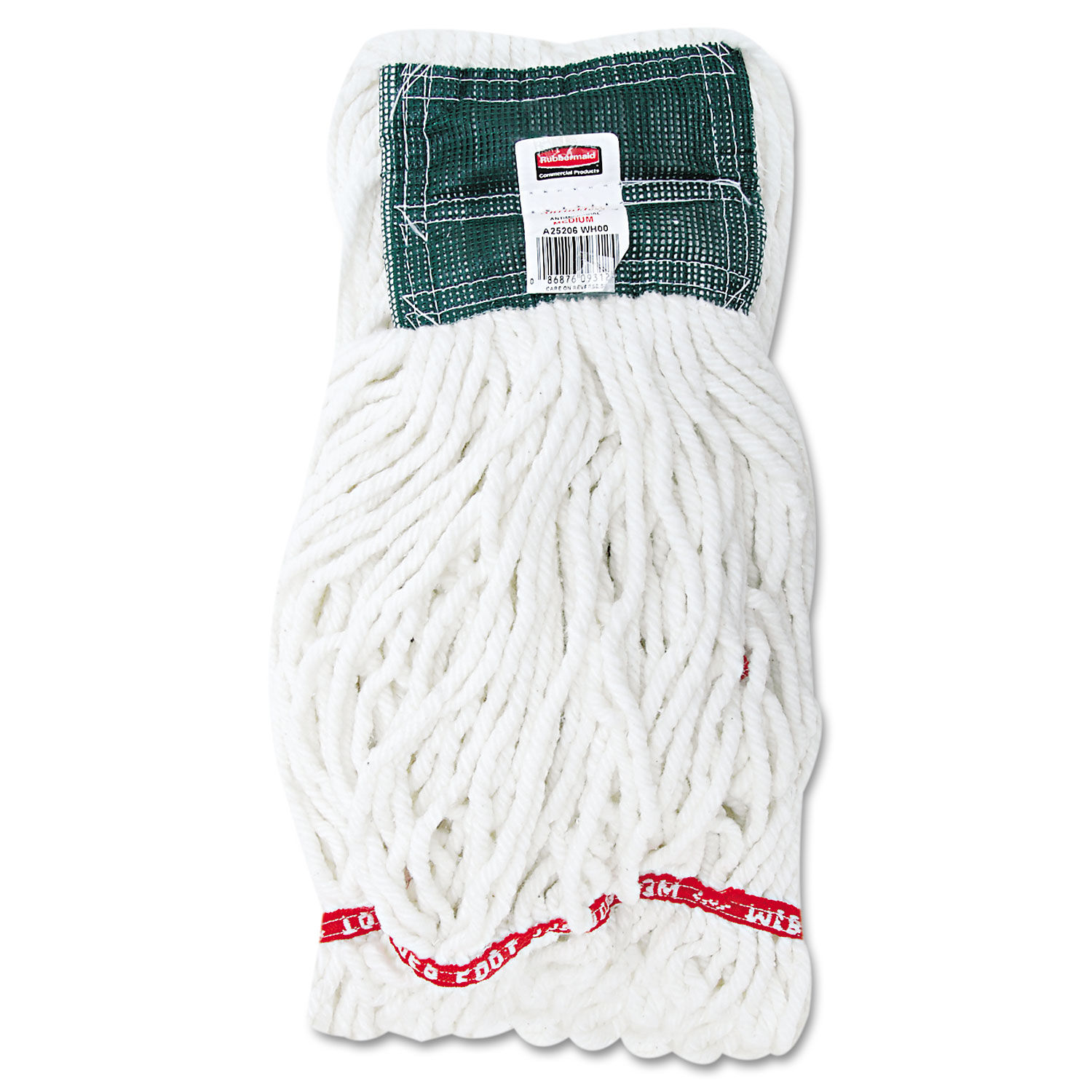 Web Foot Shrinkless Looped-End Wet Mop Head Cotton/Synthetic, Medium, White