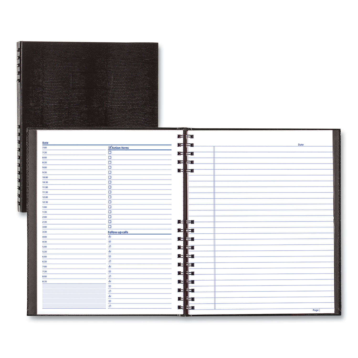 NotePro Undated Daily Planner 10.75 x 8.5, Black Cover, Undated