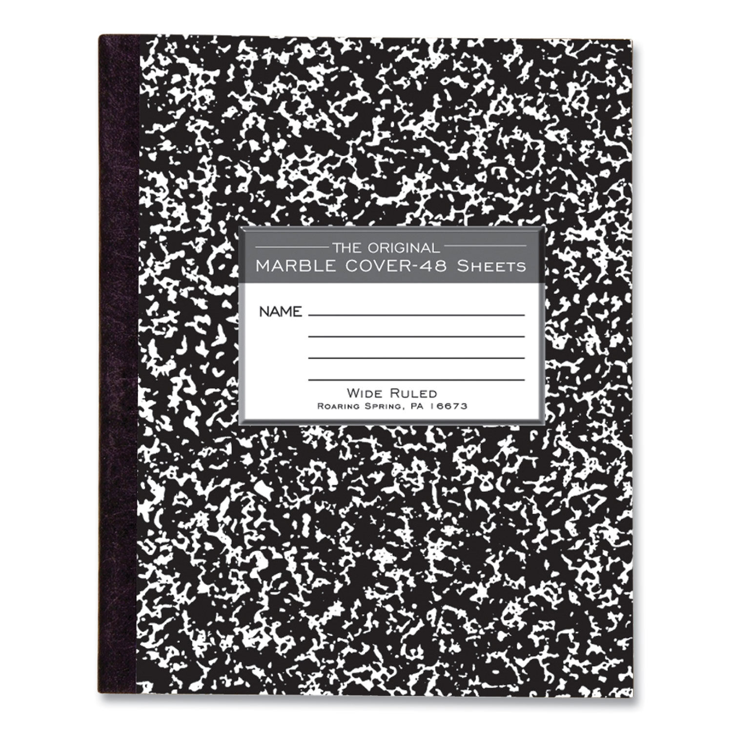 Marble Cover Composition Book Wide/Legal Rule, Black Marble Cover, (48) 8.5 x 7 Sheets