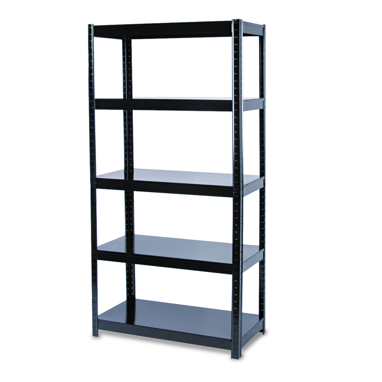 Boltless Steel Shelving Five-Shelf, 36w x 18d x 72h, Black