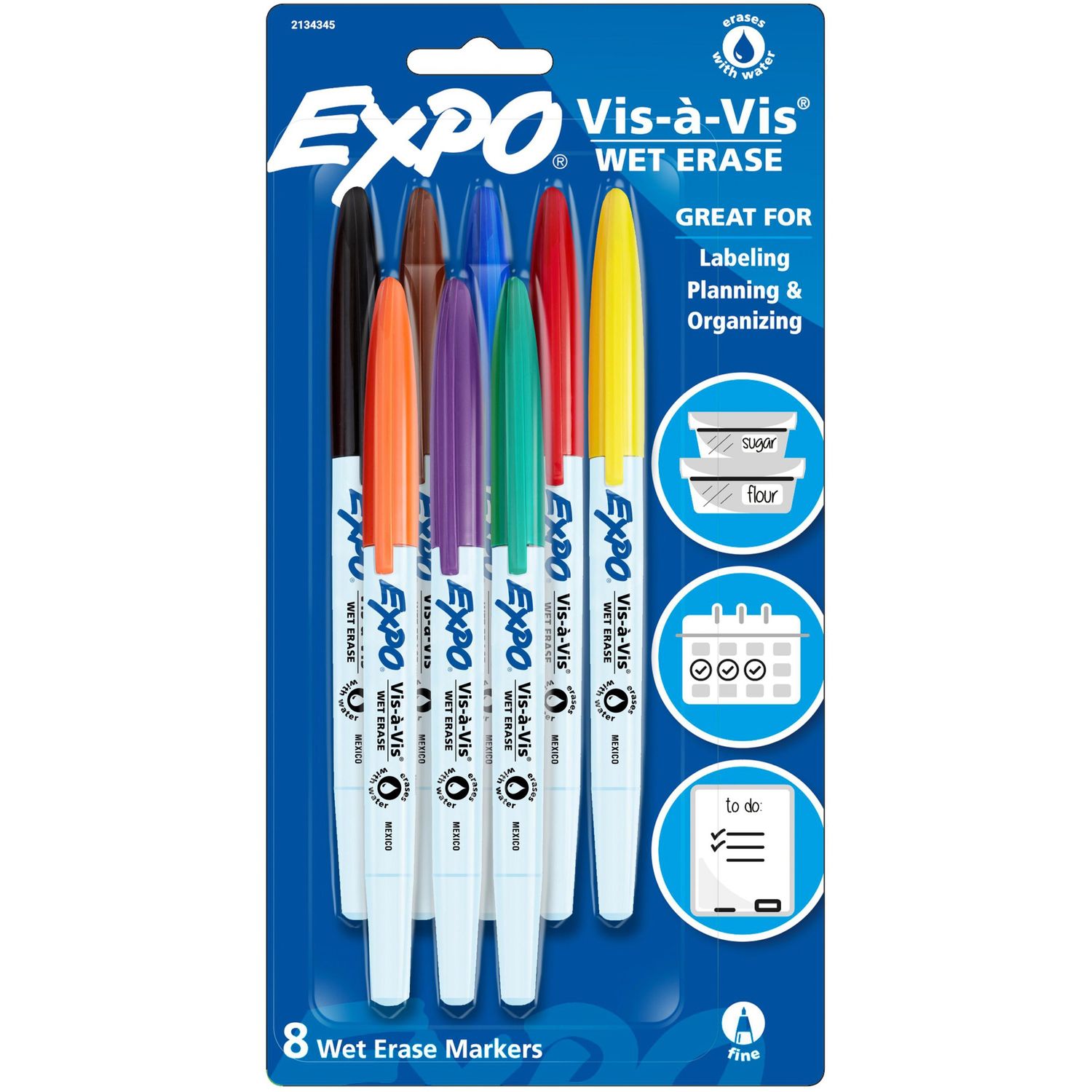 Vis-à-Vis Wet-Erase Markers Fine Marker Point, Multi, 4 / Pack